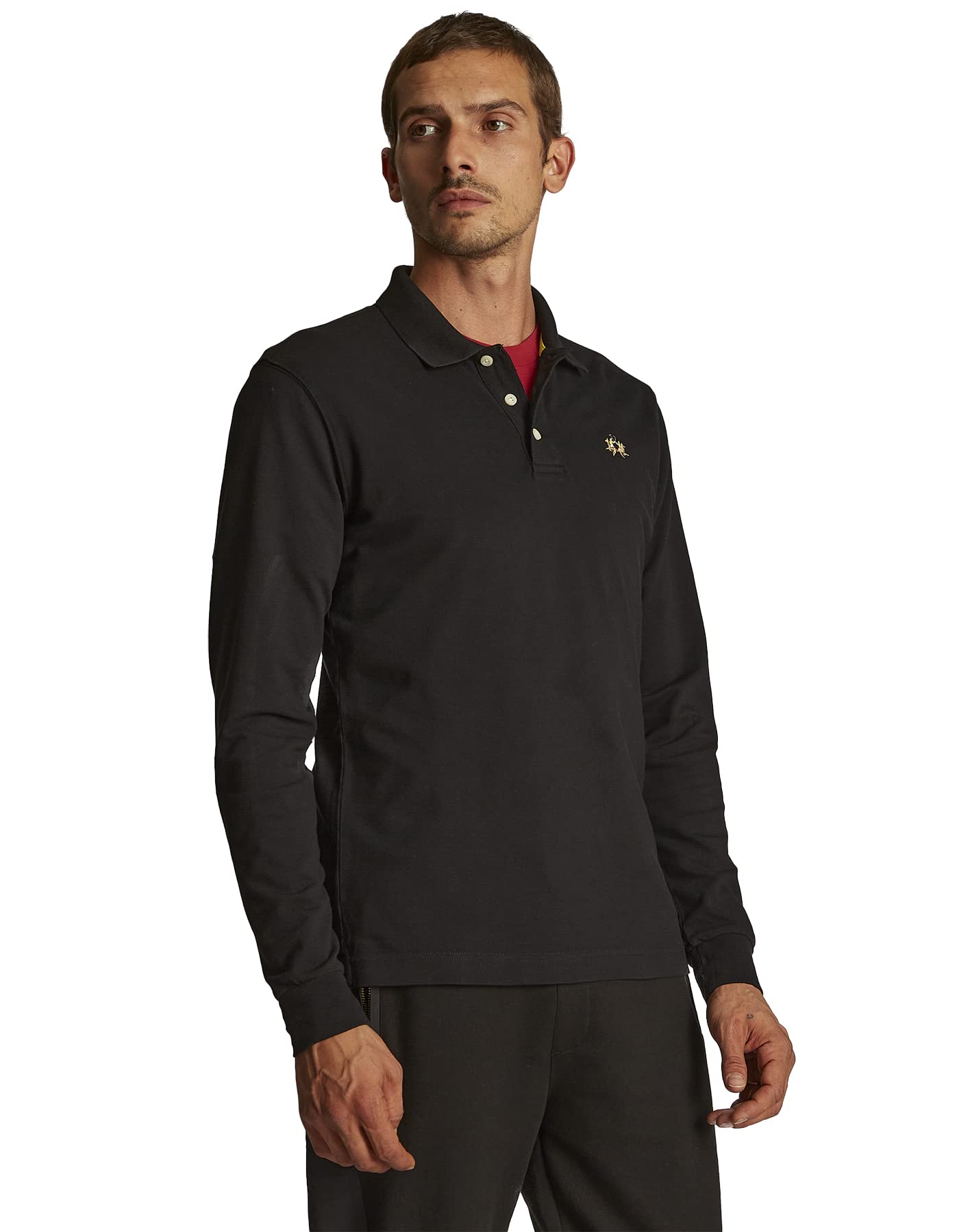 La Martina Man polo slim fit nera manica lunga L