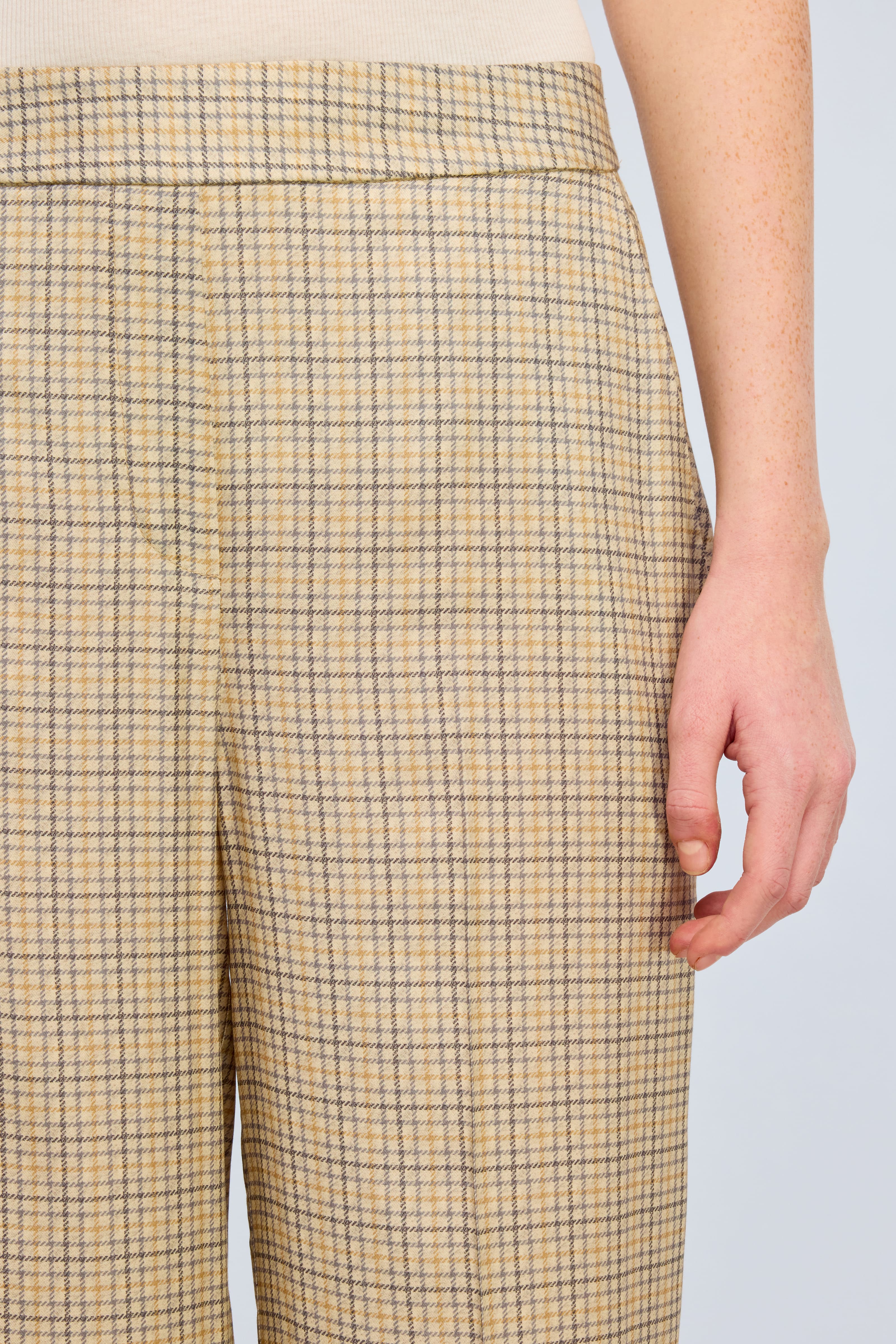 Semicouture Judie Y6WS27 pantalone check crusca dritto