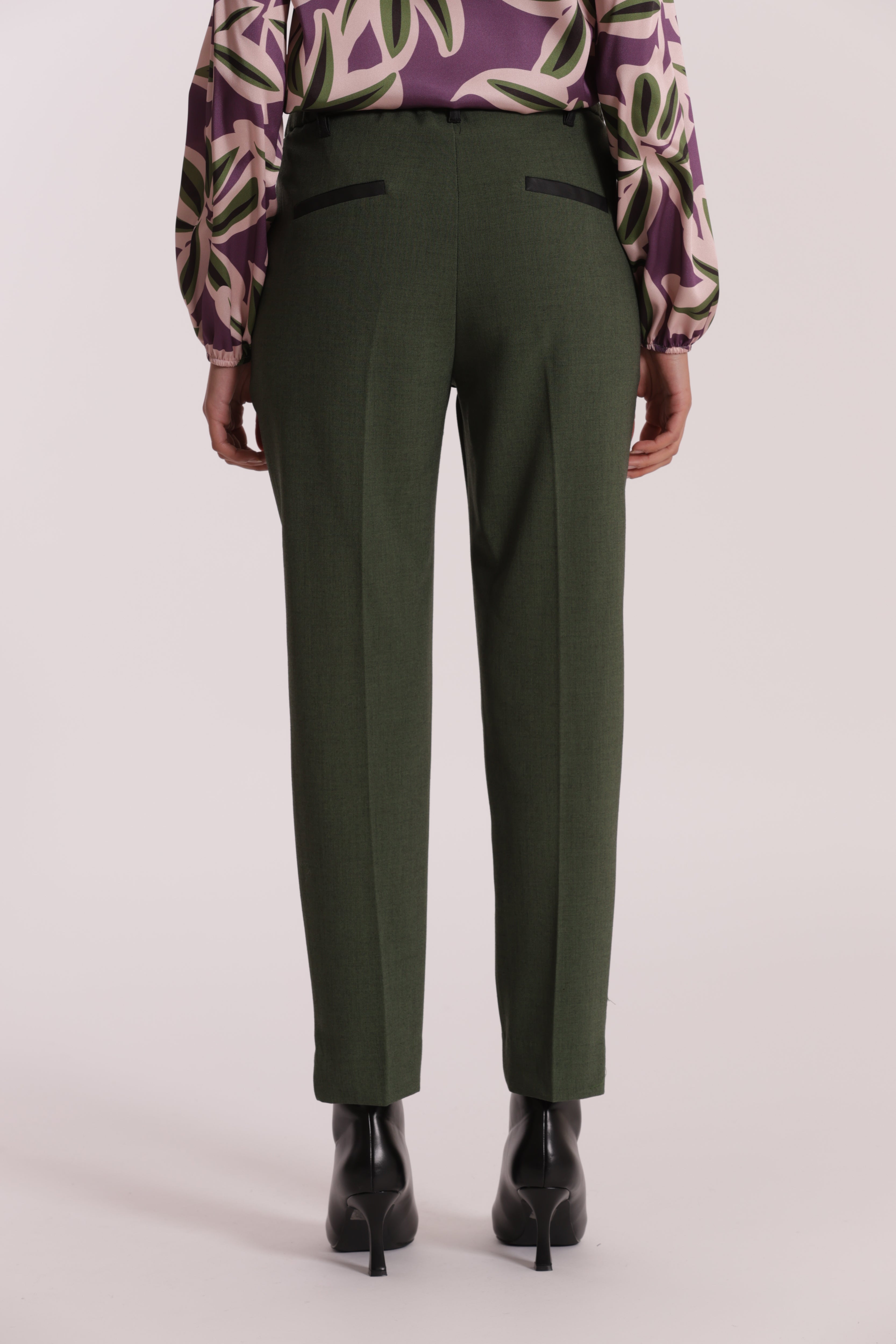 Mimi Mua Pantalone Sigaretta Fiammato verde