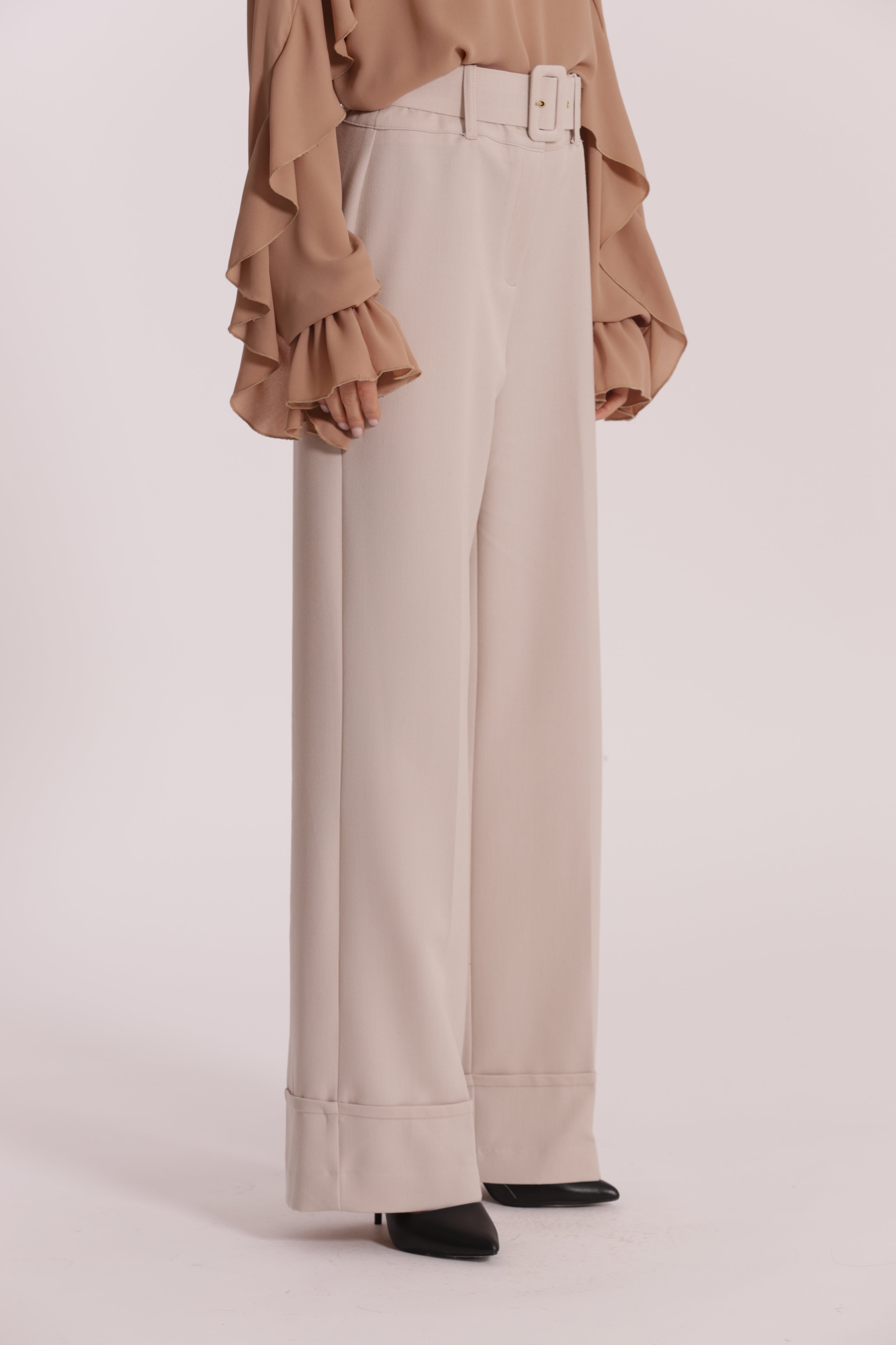 Mimi Mua Cropped pantalone nero con cintura