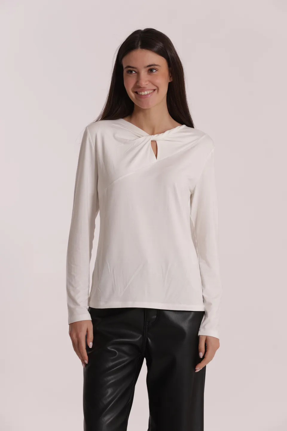 Mimi Mua T-Shirt Nodo Davanti Bianca Cotone