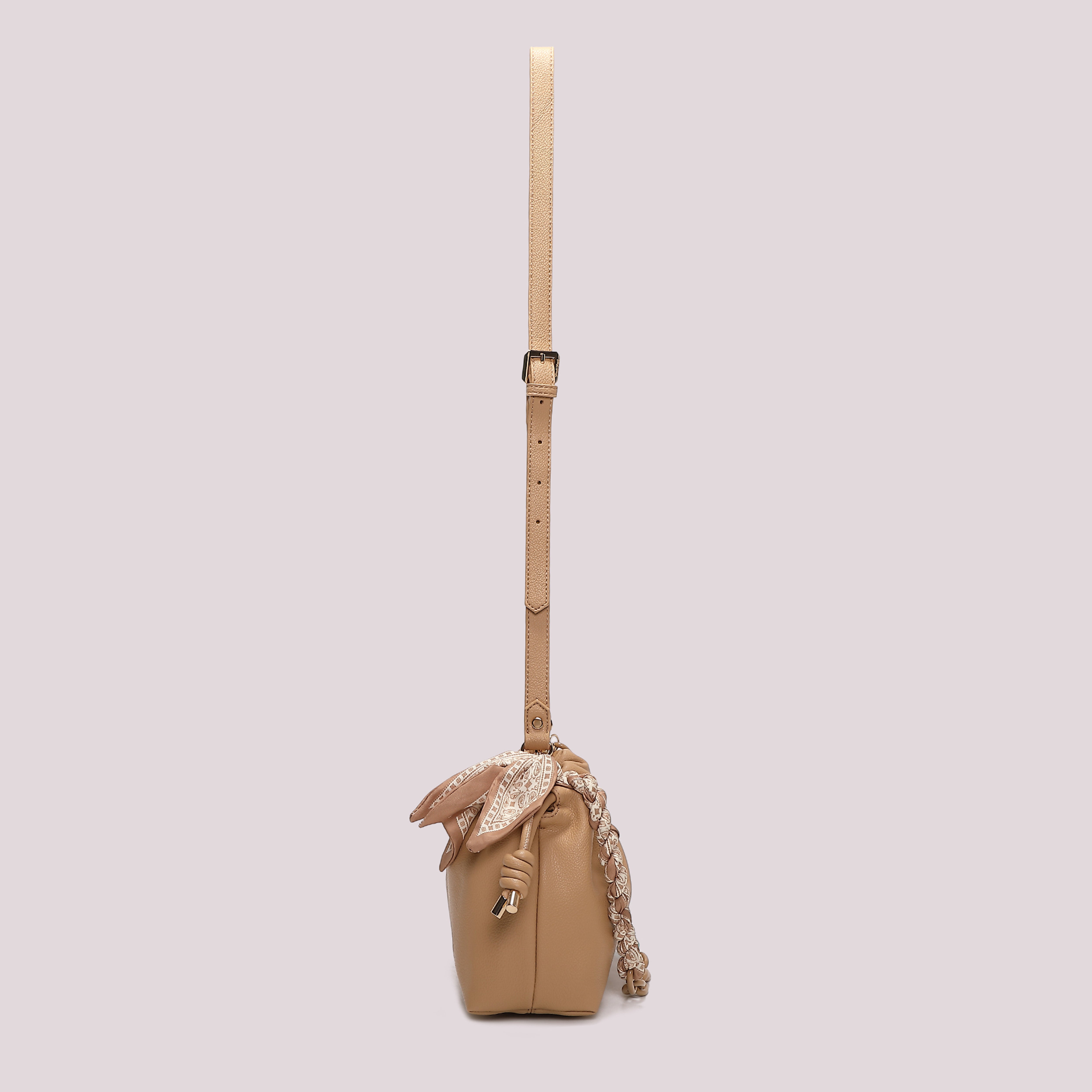 Mimi Mua Tracolla con Foulard borsa a tracolla ecopelle panna