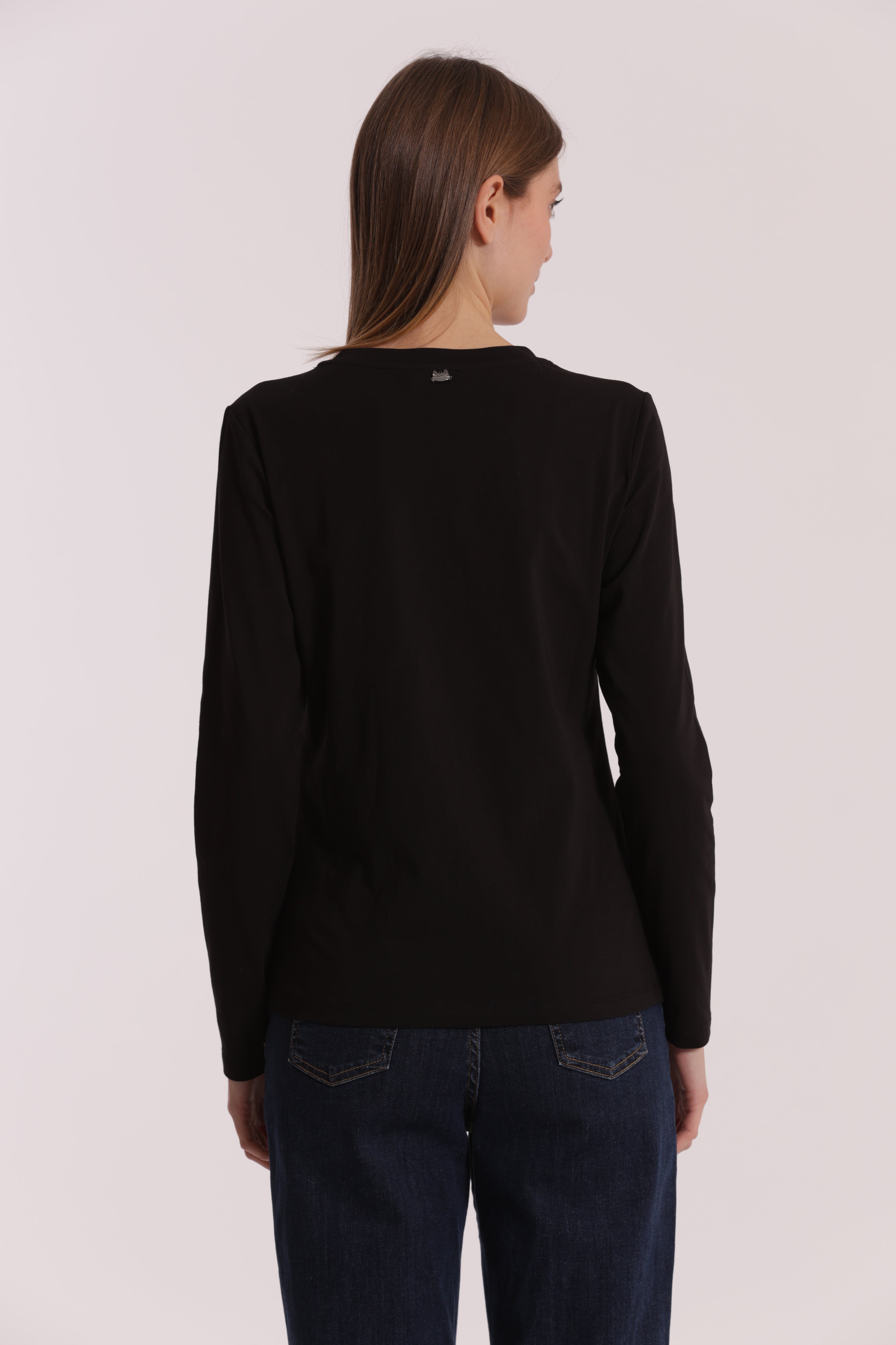 Mimi Mua Pioggia di Perle T-shirt Cotone Nero
