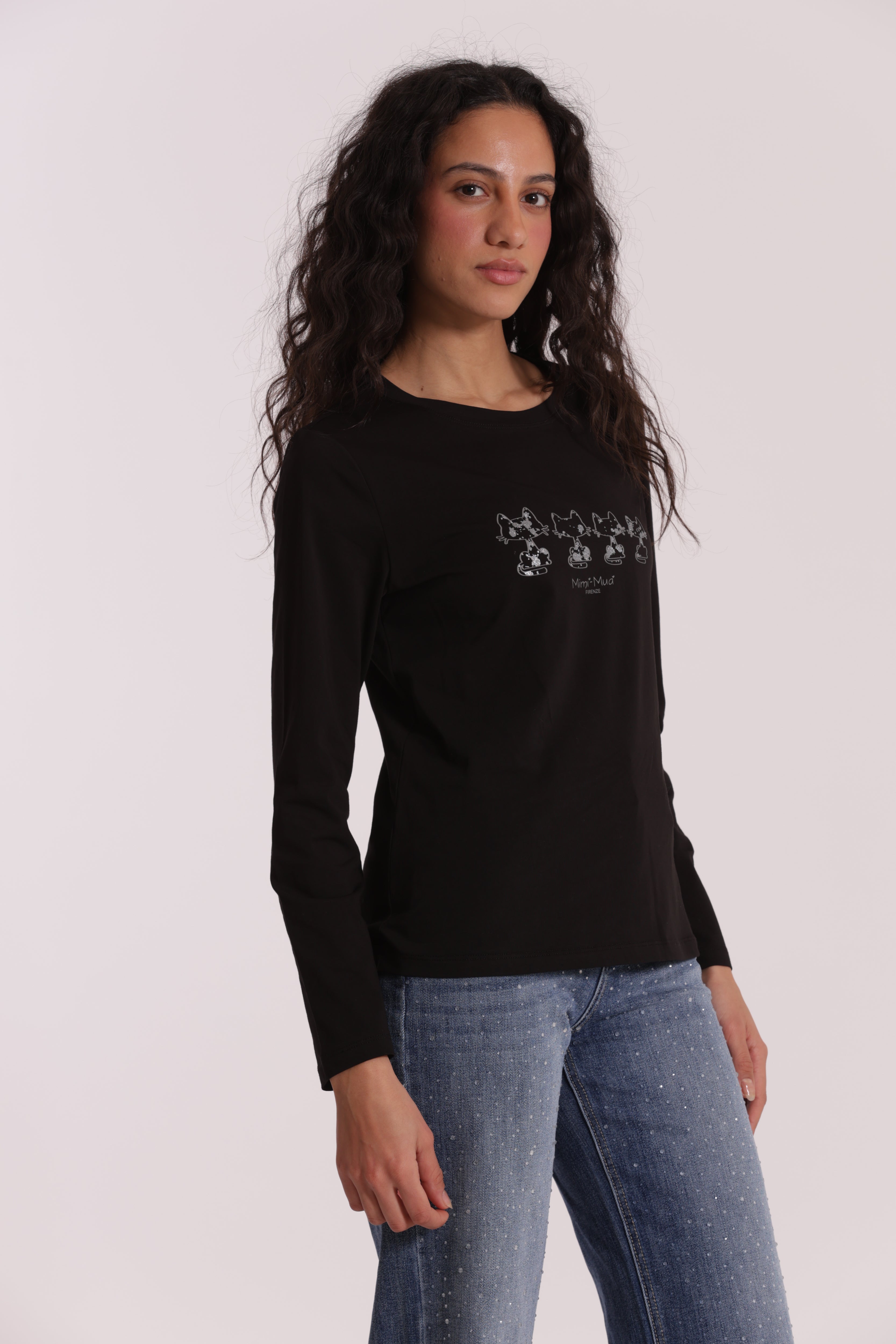 Mimi Mua t-shirt gatti matriosca nera