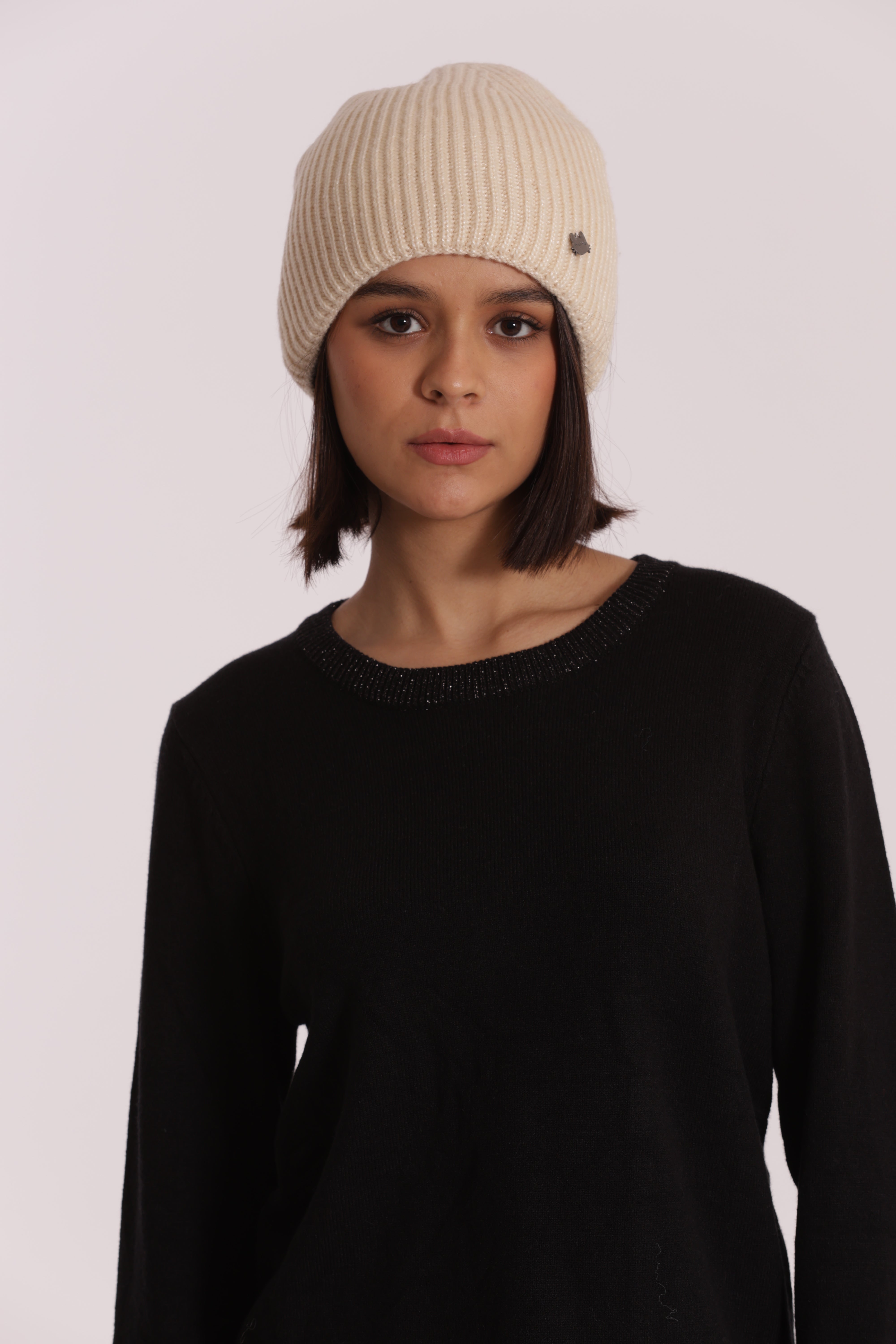 Mimi Mua Berretto Tinta Unita cappello nero lurex