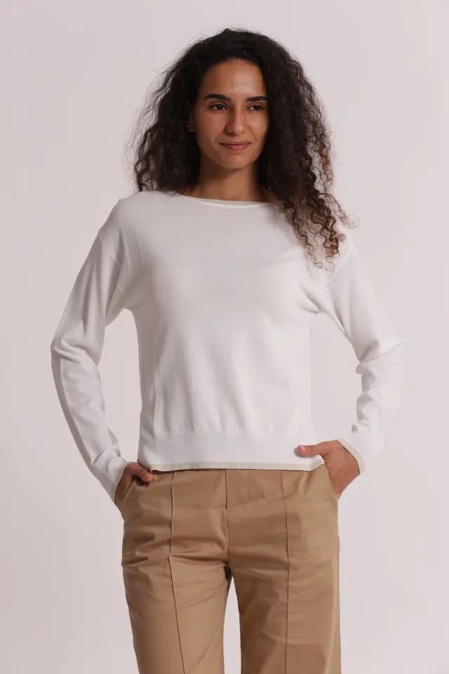 Mimi Mua Maglia Maniche Lunghe Lurex Panna