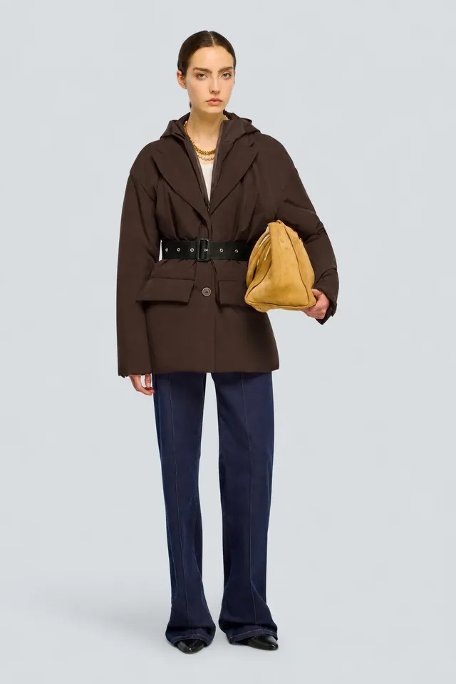Semicouture Agnes piumino blu nylon cappuccio