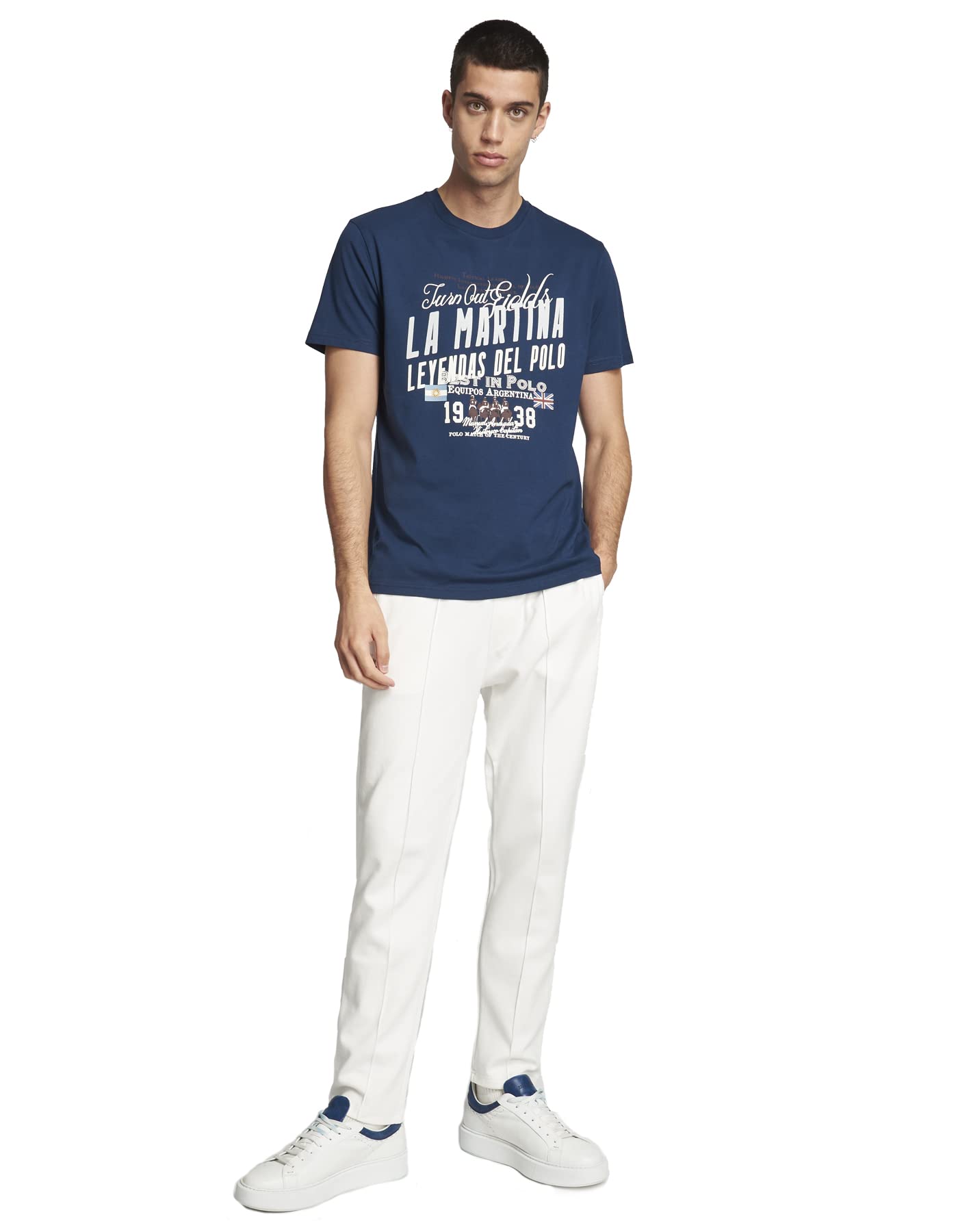 La Martina T-Shirt Uomo Blu Cotone Girocollo