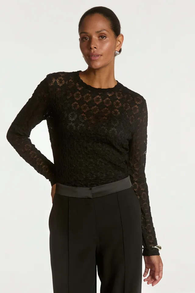 Aaiko Mason top pizzo nero floreale