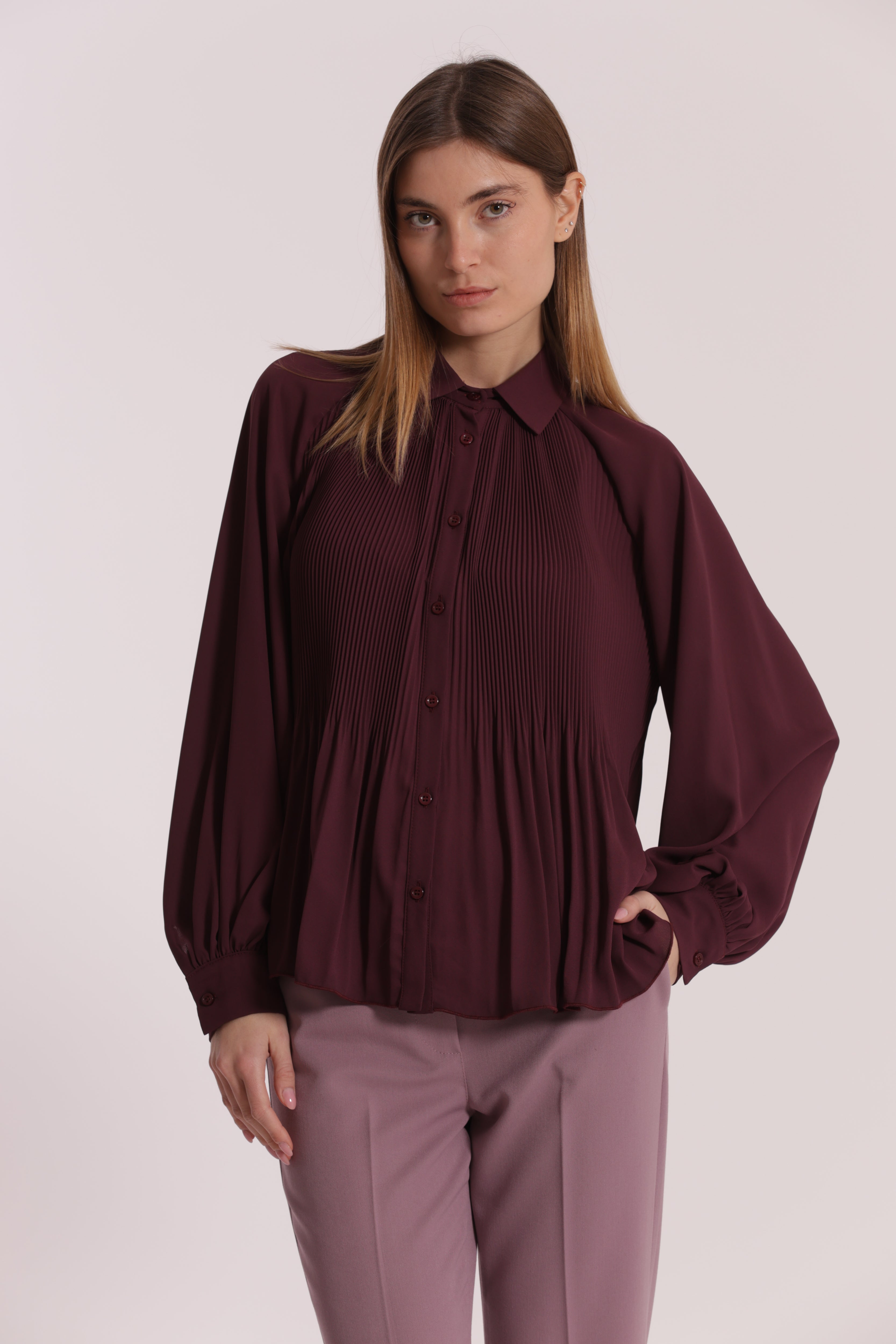 Mimi Mua Camicia Plissè Nera