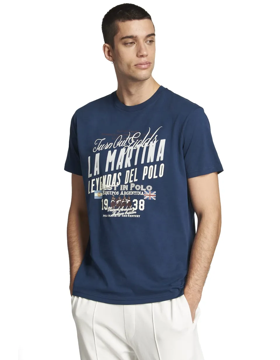 La Martina T-Shirt Uomo Blu Cotone Girocollo