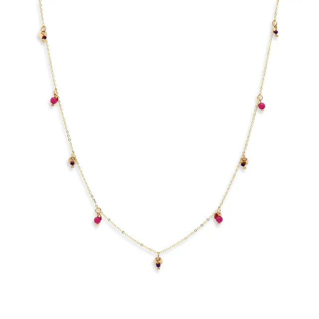 On Earth Cooperative Collection Duo collana ottone fucsia 50cm