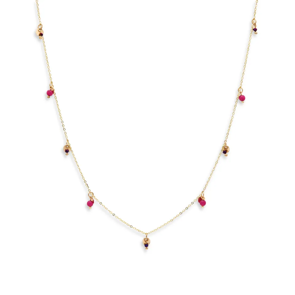 On Earth Cooperative Collection Duo collana ottone fucsia 50cm
