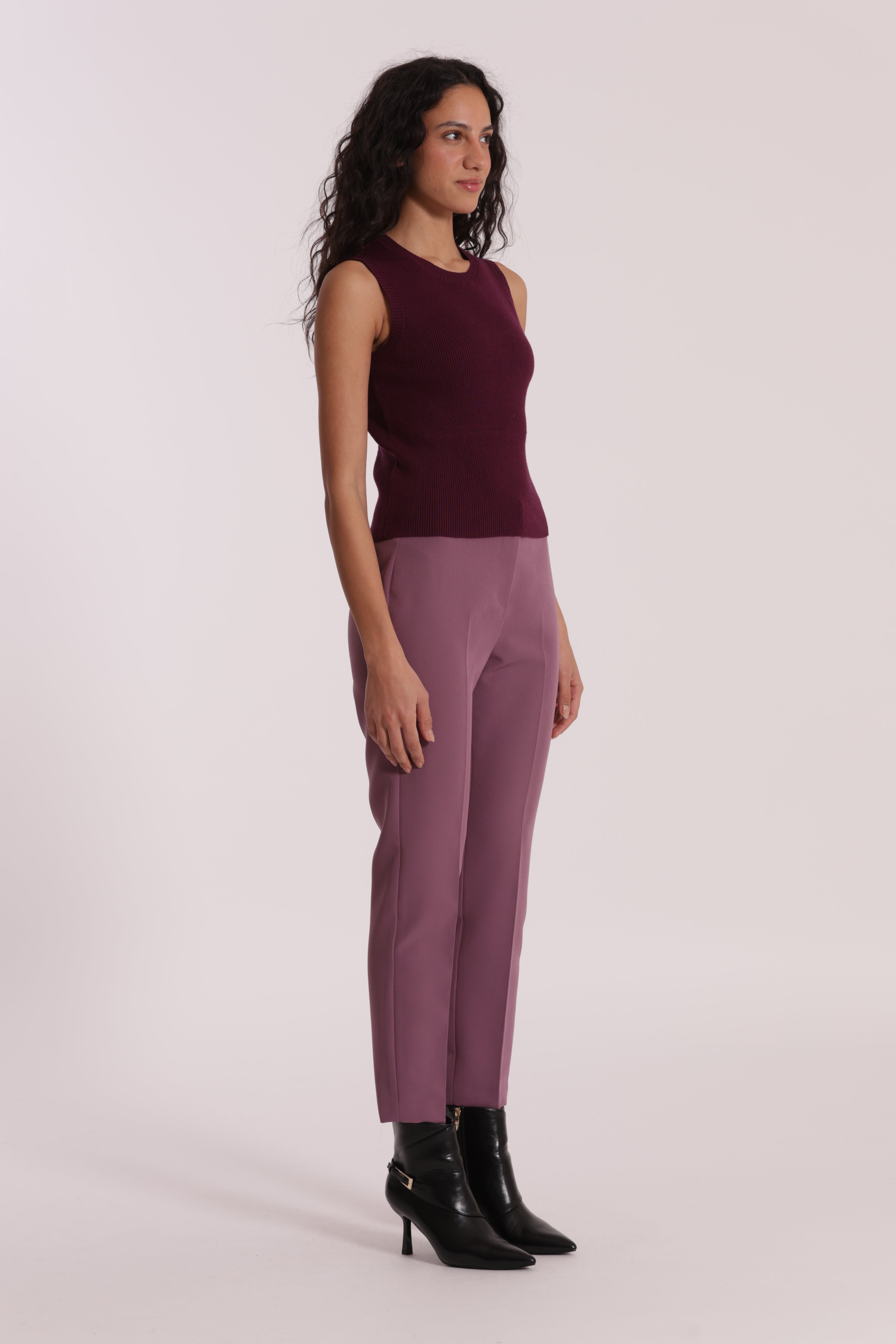 Mimi Mua Pantalone Sigaretta Tessuto Tecnico Nero Elasticizzato