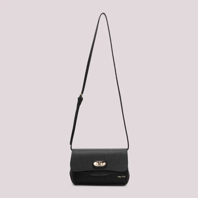 Mimi Mua Borsa a Tracolla con Patta borsetta nera 23 cm