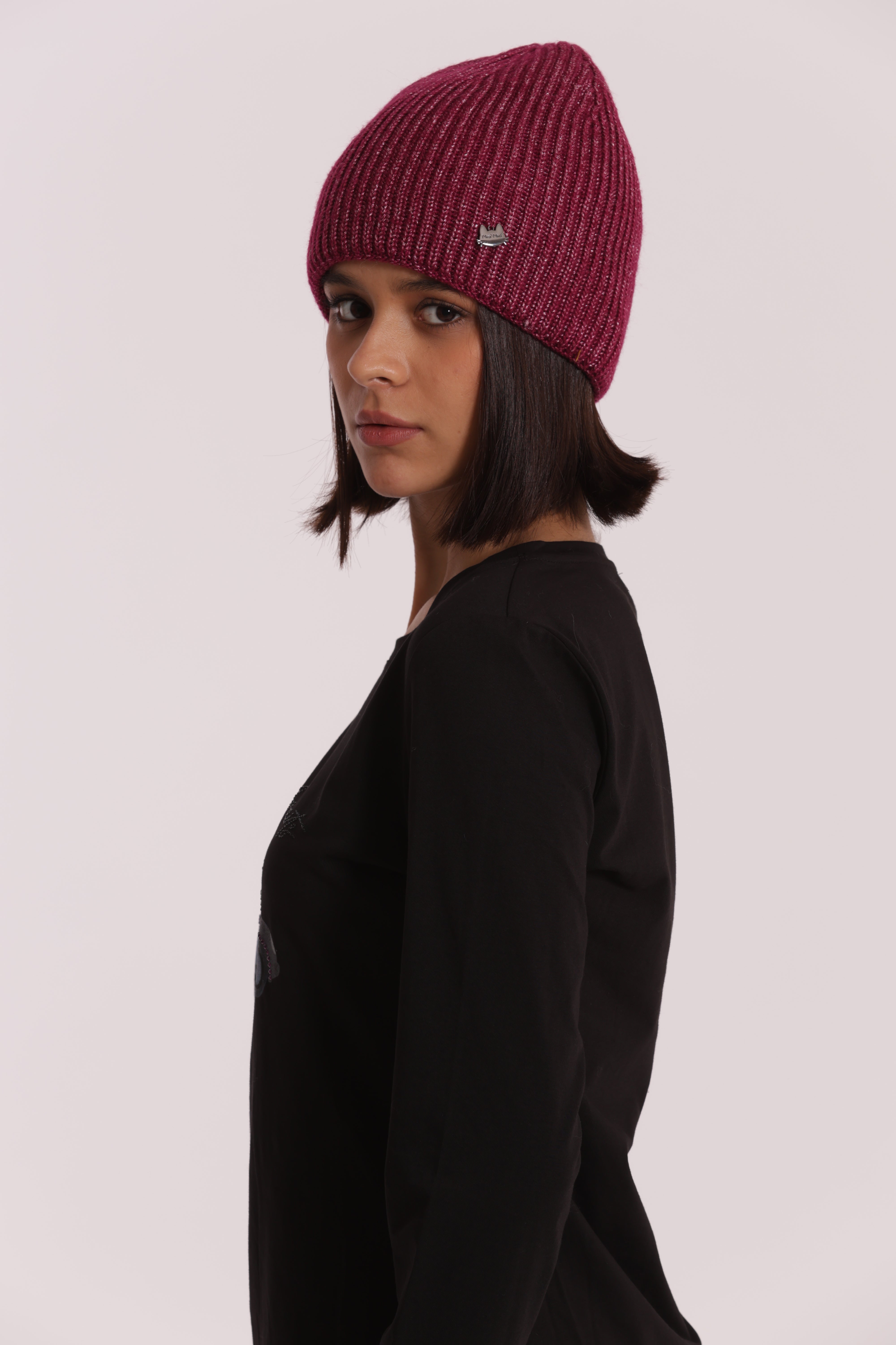 Mimi Mua Berretto Tinta Unita cappello nero lurex