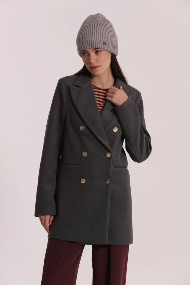 Mimi Mua Cappotto Corto Doppio Petto Nero