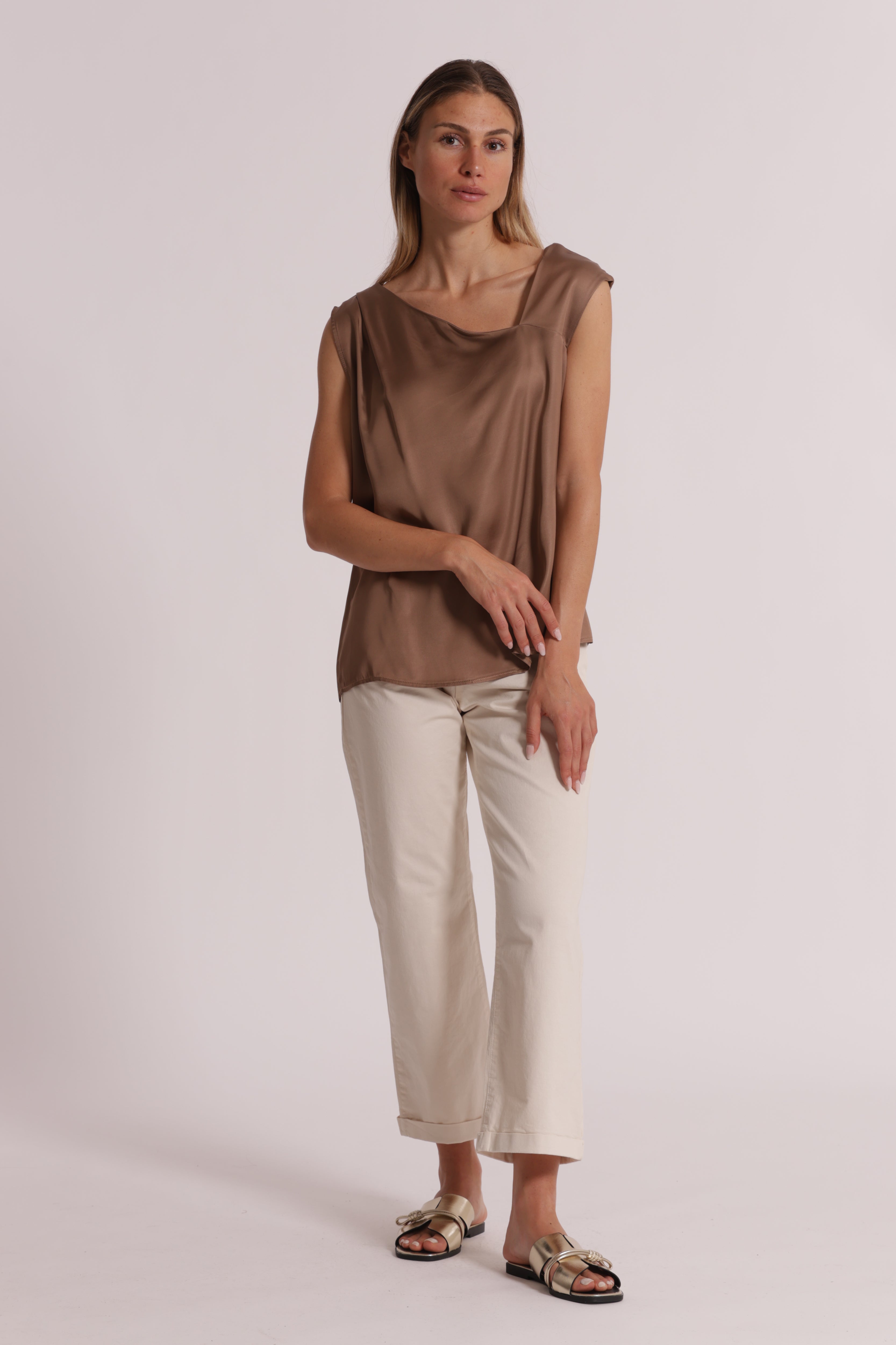 Mimi Mua top animalier crema viscosa