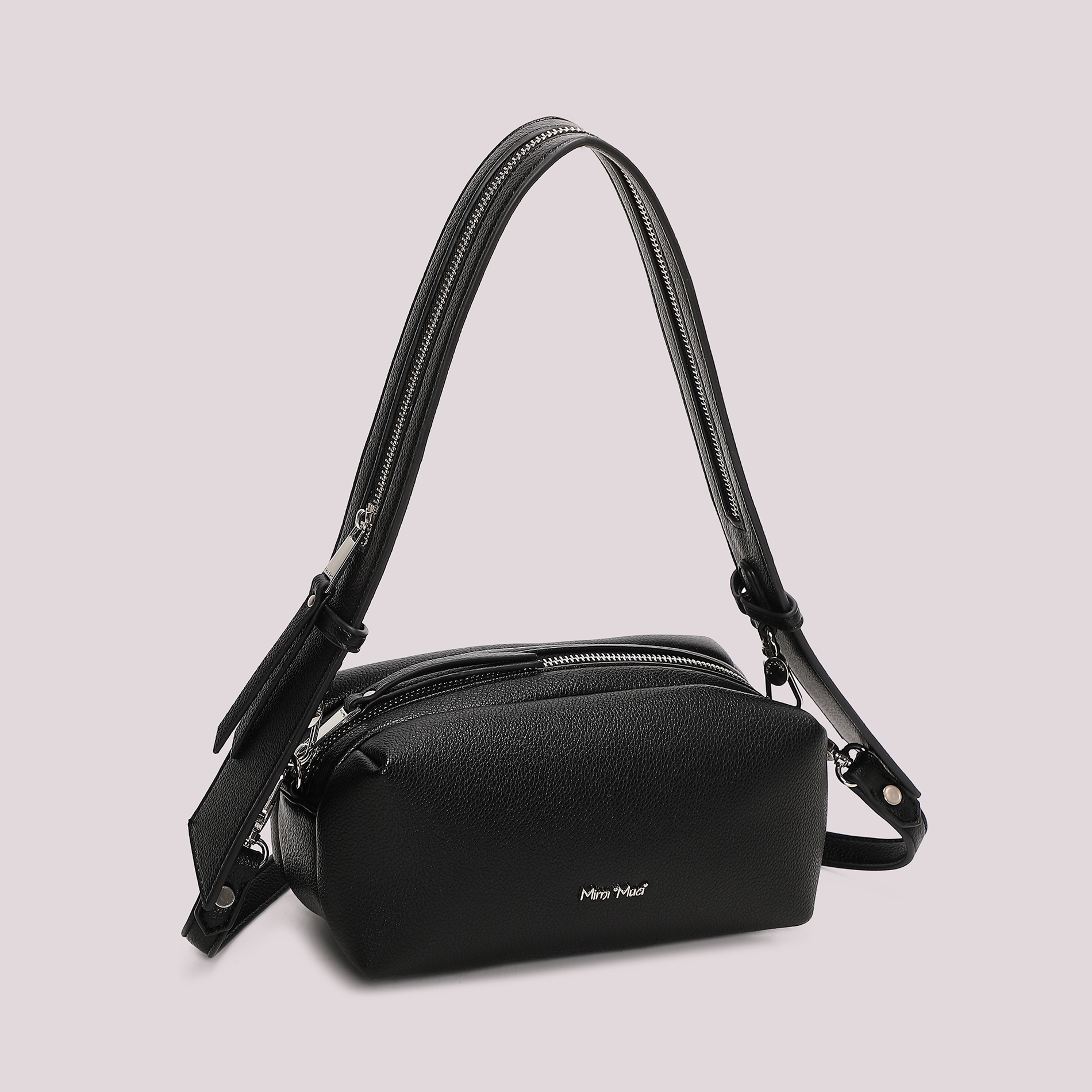 Mimi Mua Borsa a Spalla Dettaglio Zip Manico Bianco Compatta