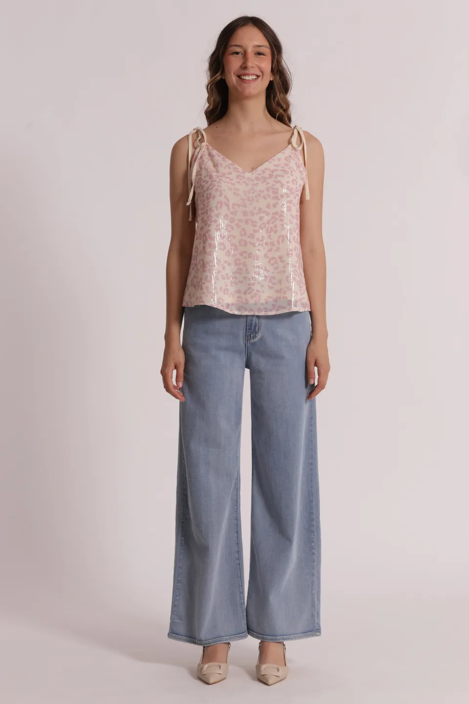 Mimi Mua Jeans Palazzo jeans blu chiaro elastico