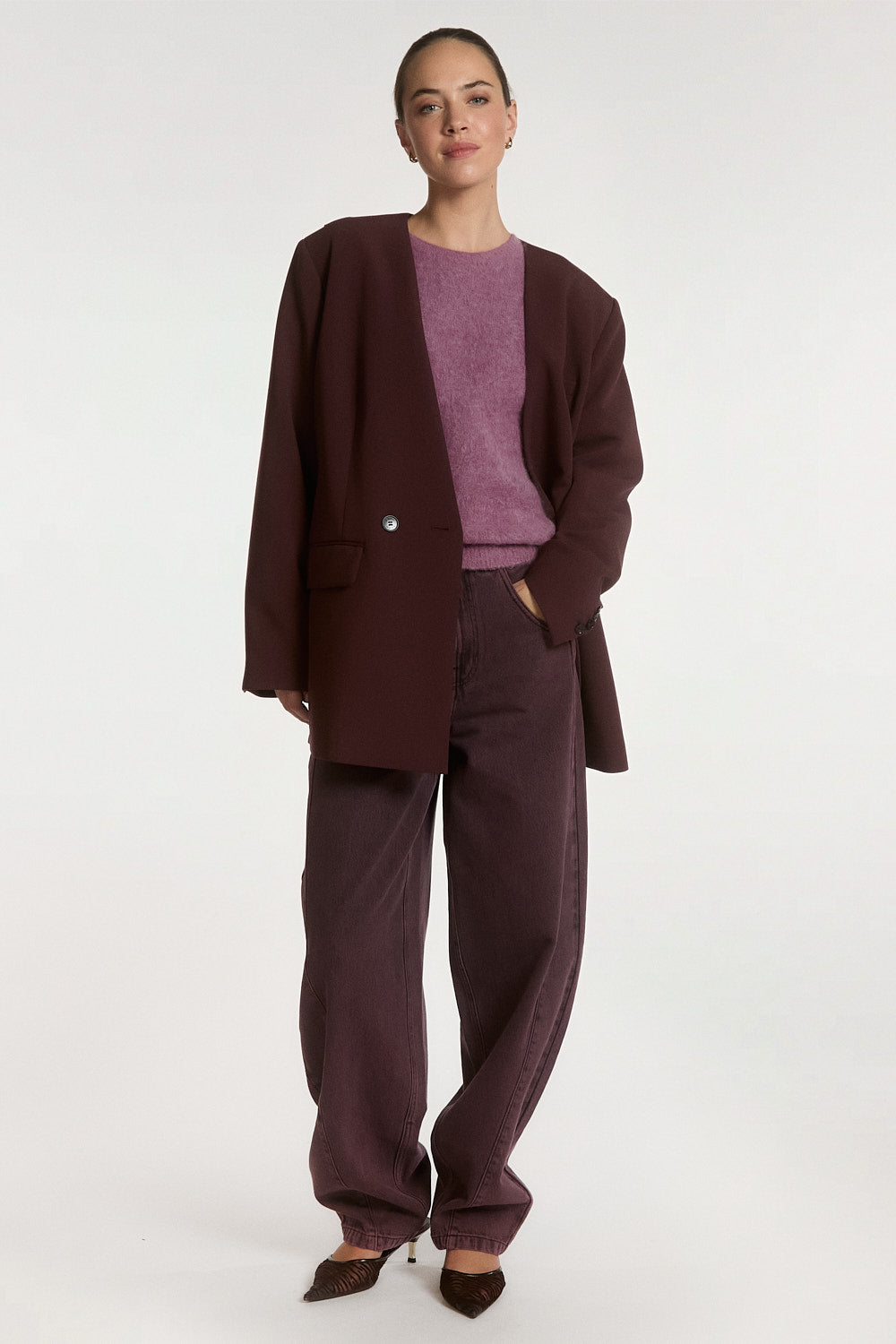 Aaiko Luray Blazer Bordeaux Elasticizzato Doppiopetto