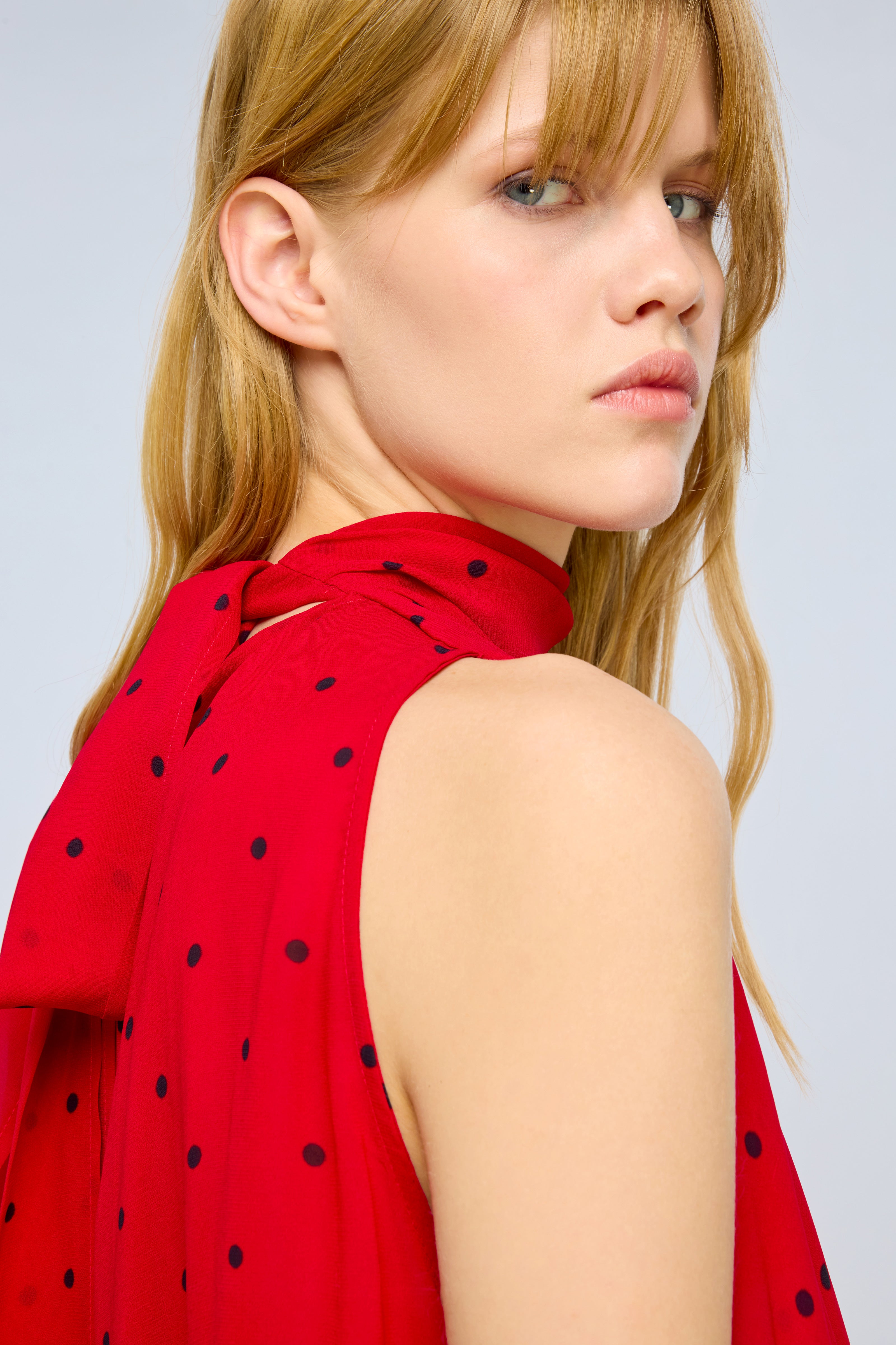 Semicouture Ginny blusa georgette pois smanicata