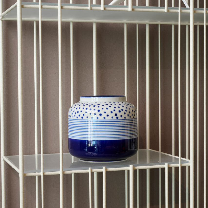 On Earth Dot Stripes vaso ceramica blu 15 cm