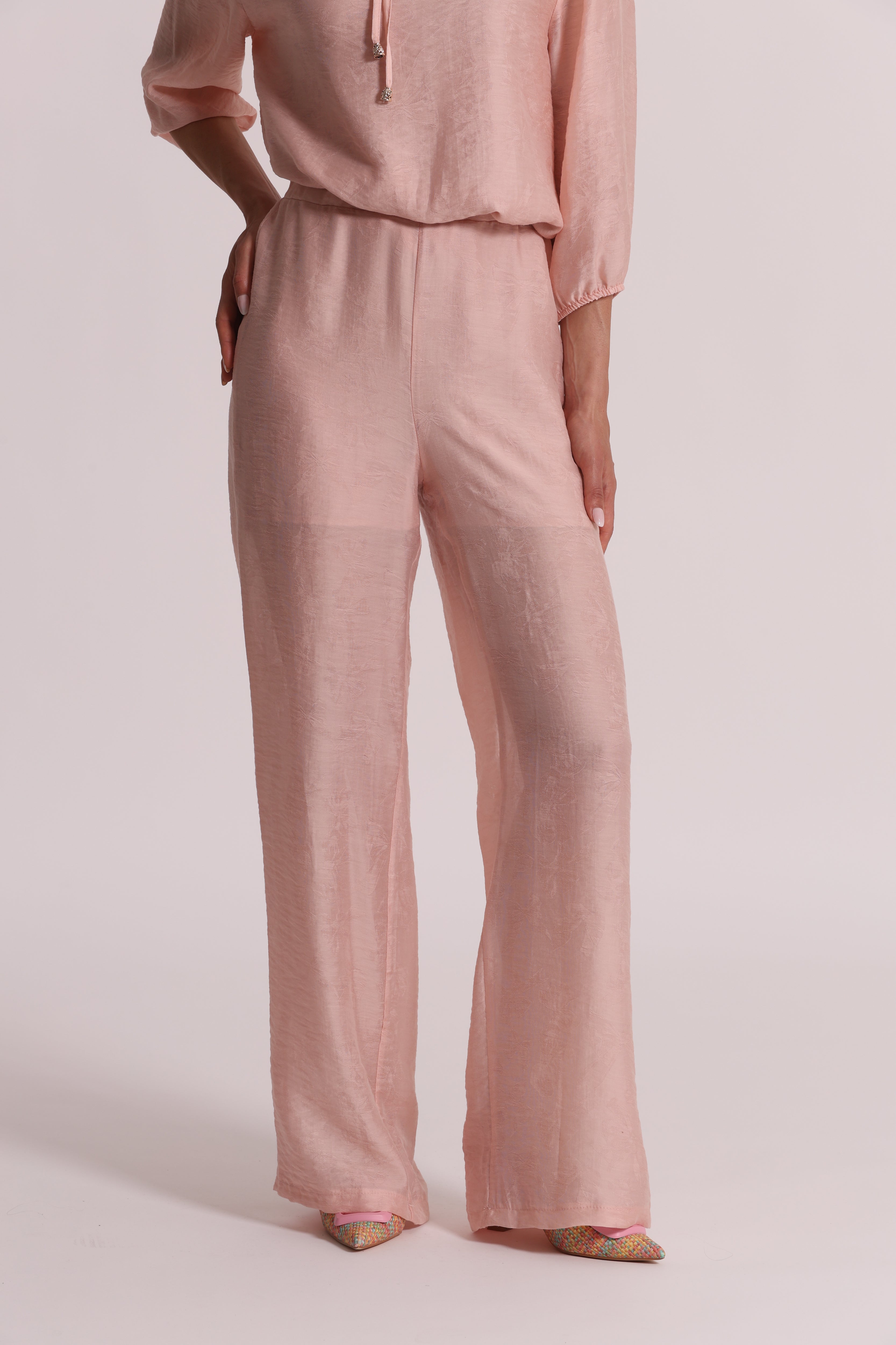 Mimi Mua Pantalone in Tessuto Jacquard Rosa