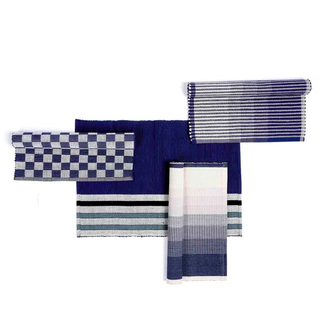 On Earth Selyn tovaglietta cotone blu 46x33 cm