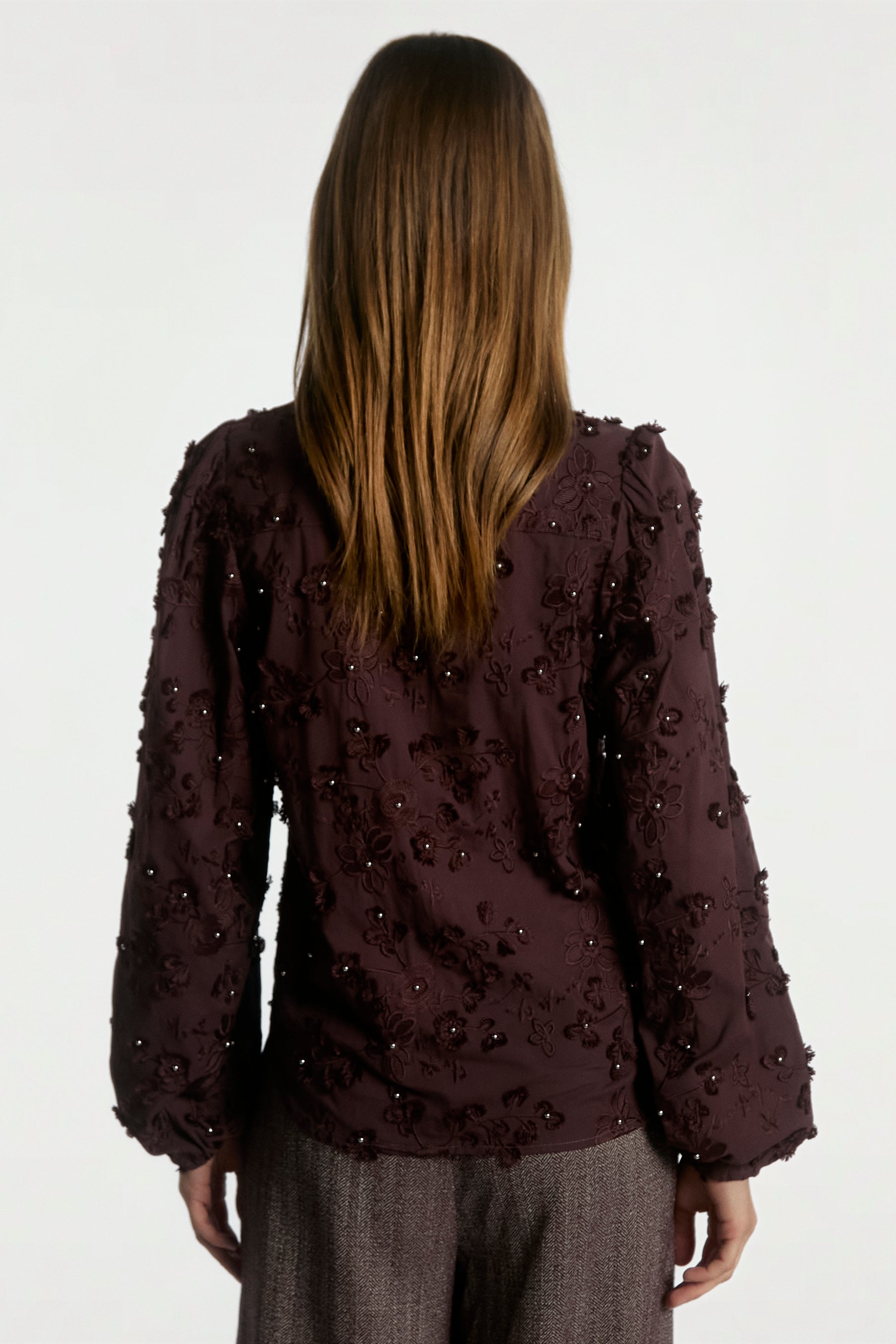 Aaiko Lien camicia bordeaux perle cotone bio