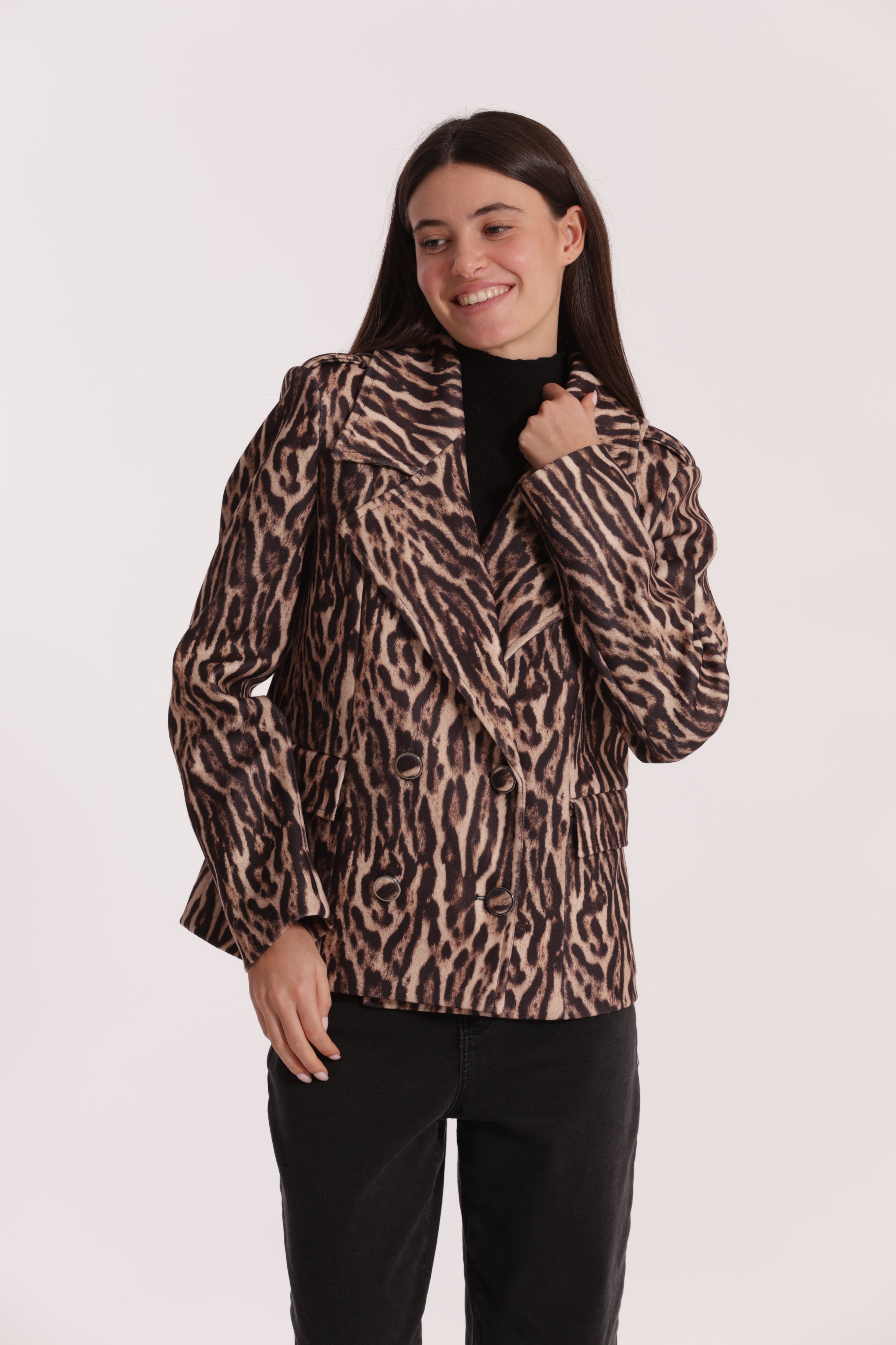 Mimi Mua Giaccone Animalier cappotto cammello maculato