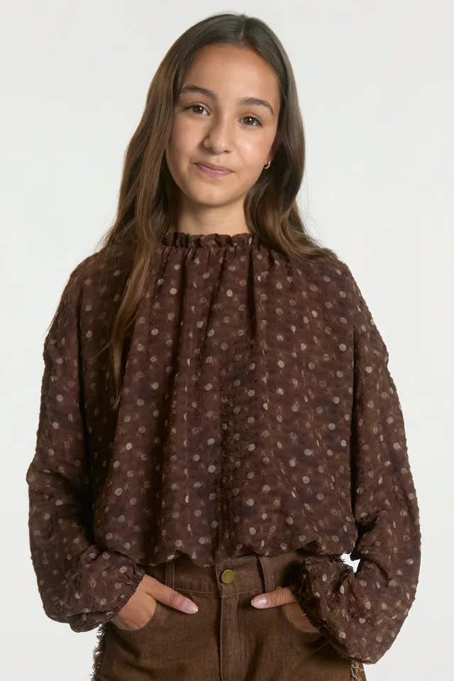 Aaiko Cristy top marrone fudge pois elastico