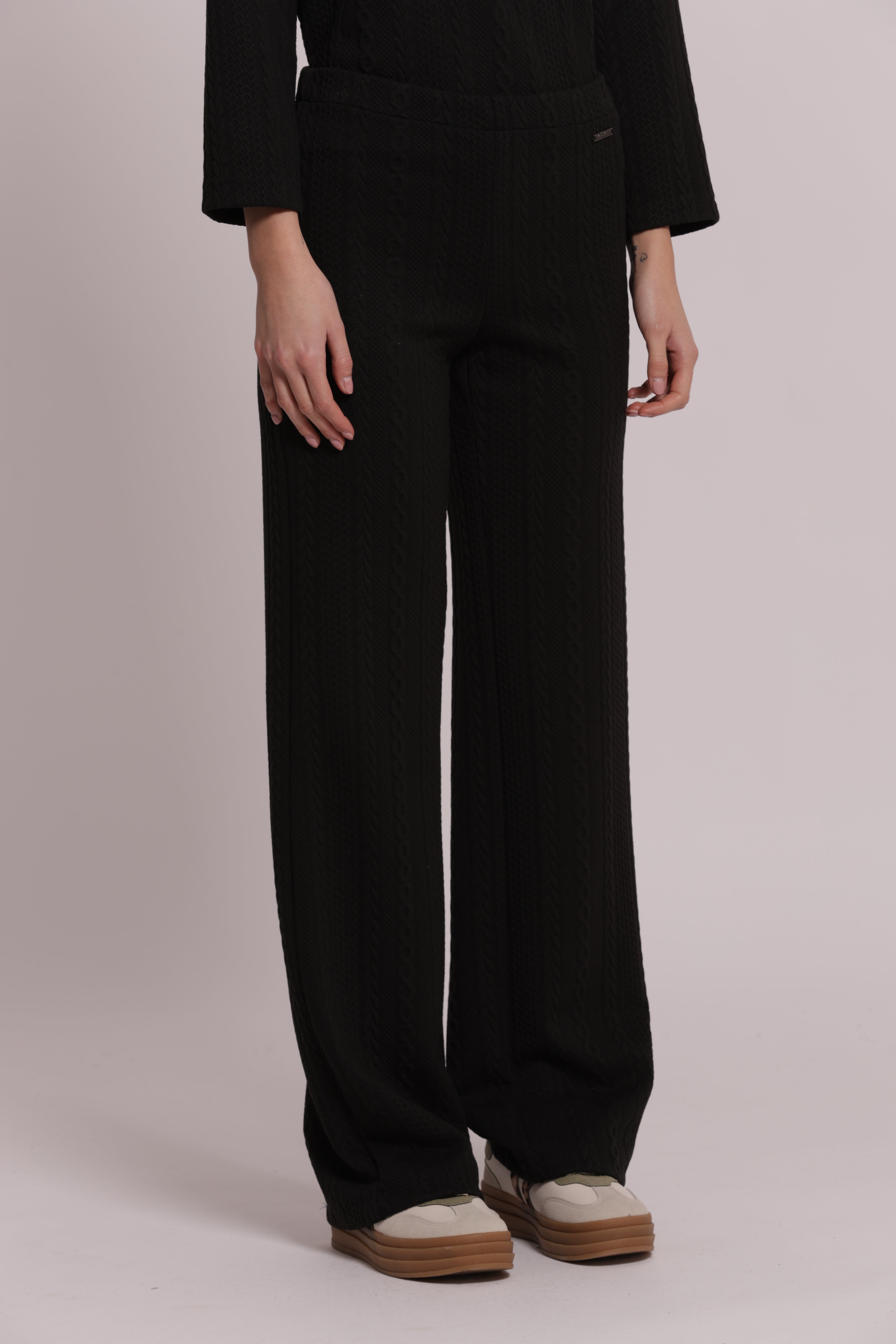 Mimi Mua pantalone in punto milano con treccia nero