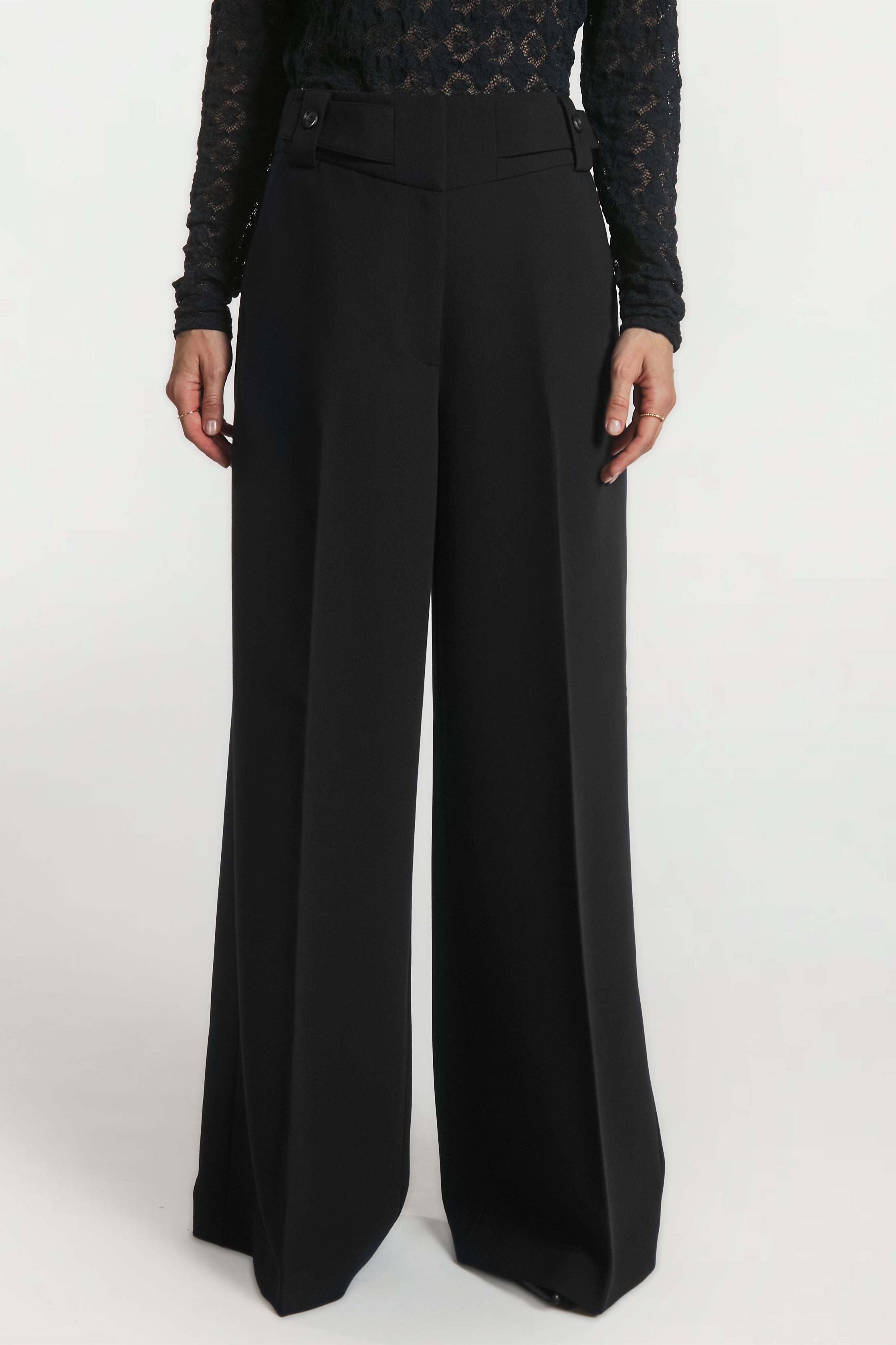 Aaiko Nore pantaloni neri palazzo pieghe