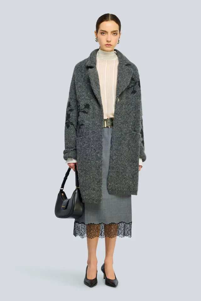 Semicouture Hollie cappotto jacquard grigio nero