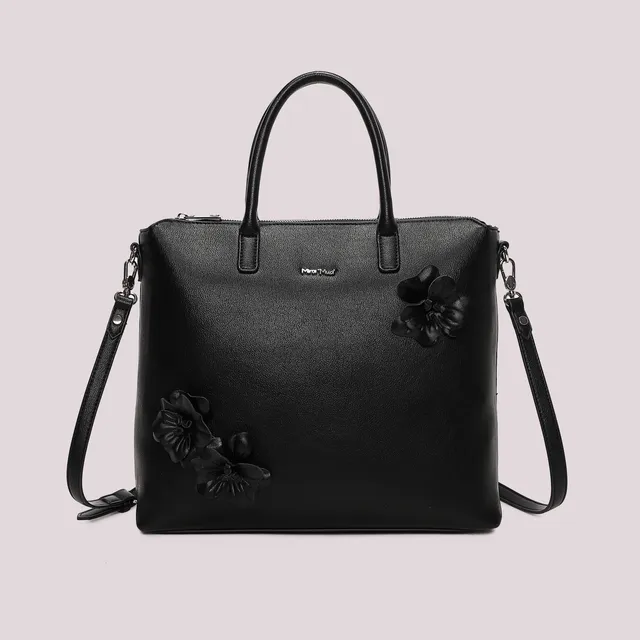 Mimi Mua borsa a spalla con fiori borsa nero 33x31x9 cm