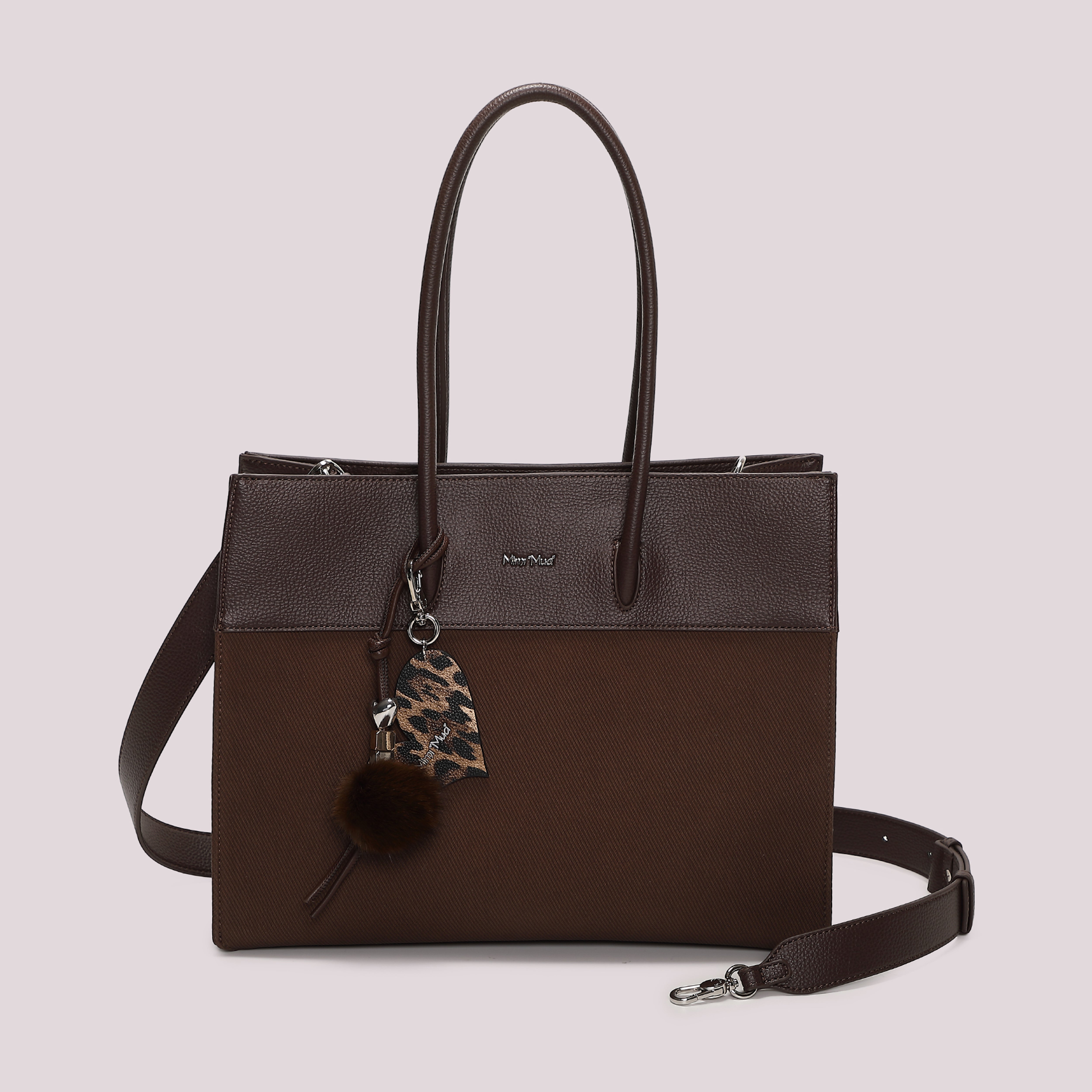 Mimi Mua Tote Borsa Shopper Nera con Charm Cuore