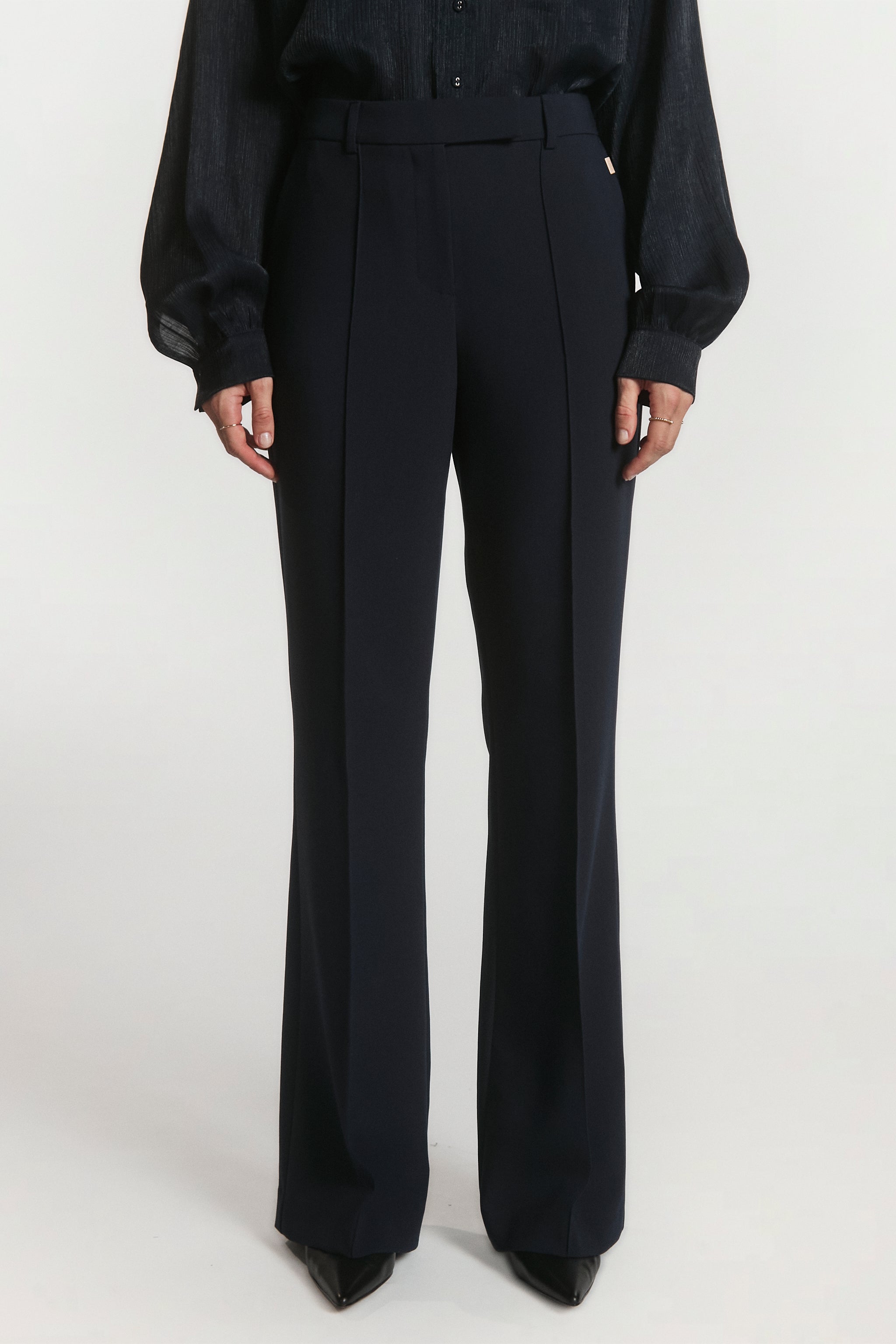 Aaiko Chantalle pantaloni blu gamba larga