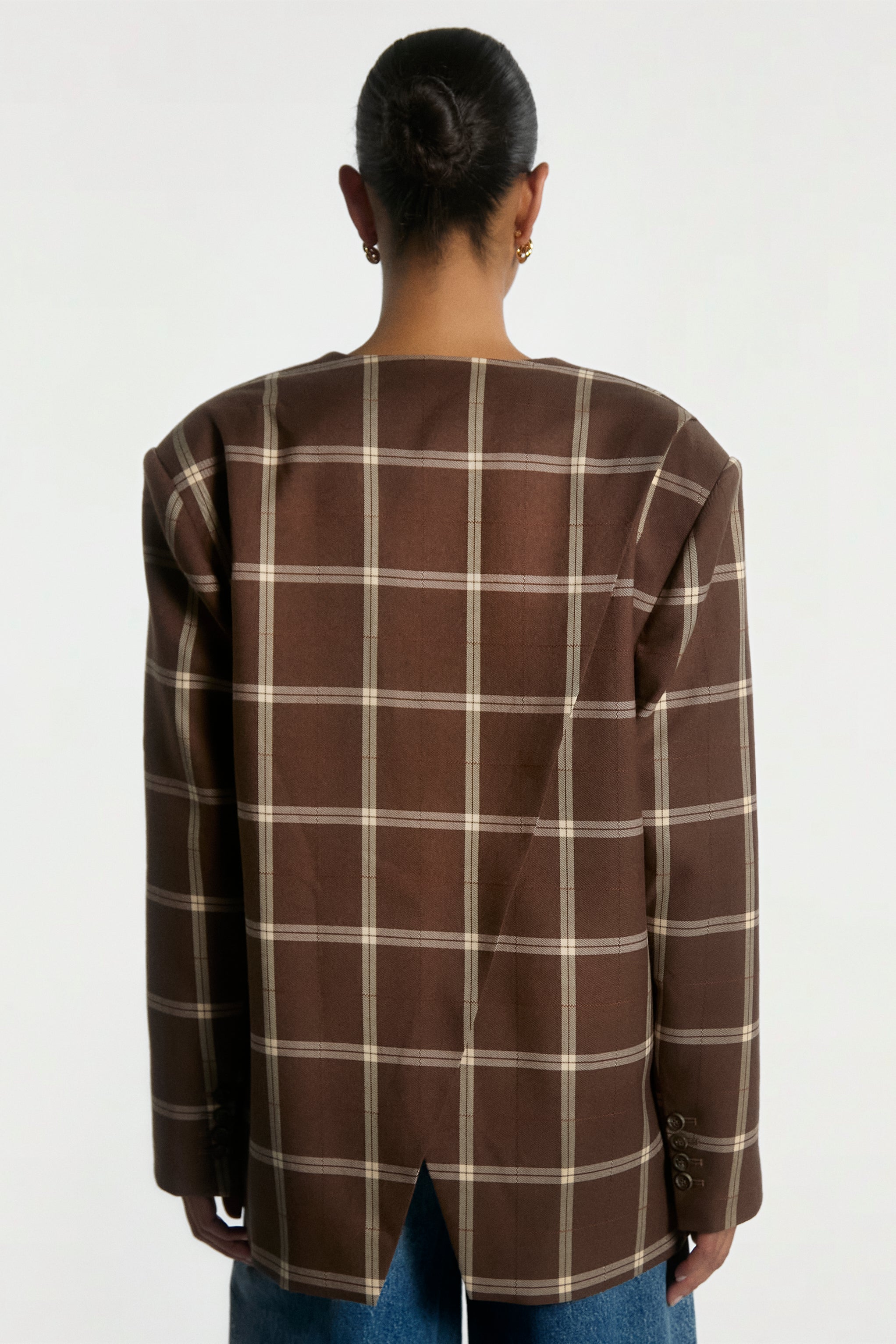 Aaiko Luray blazer quadri marrone Dark Mocha