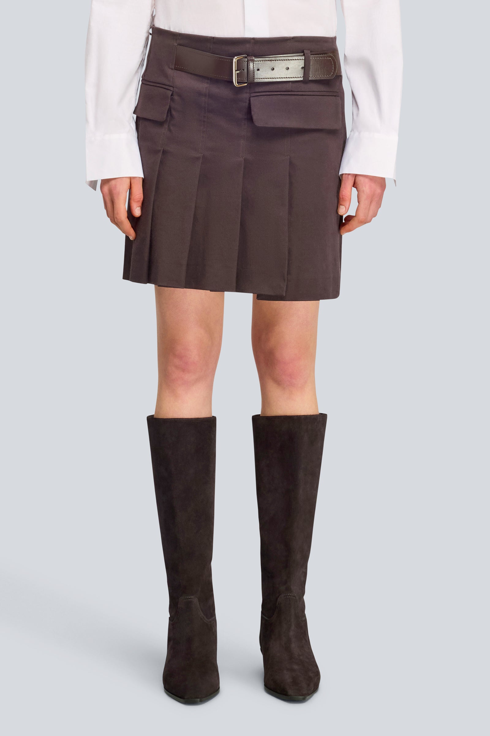 Semicouture Doris Y6WO14 gonna moka gabardina