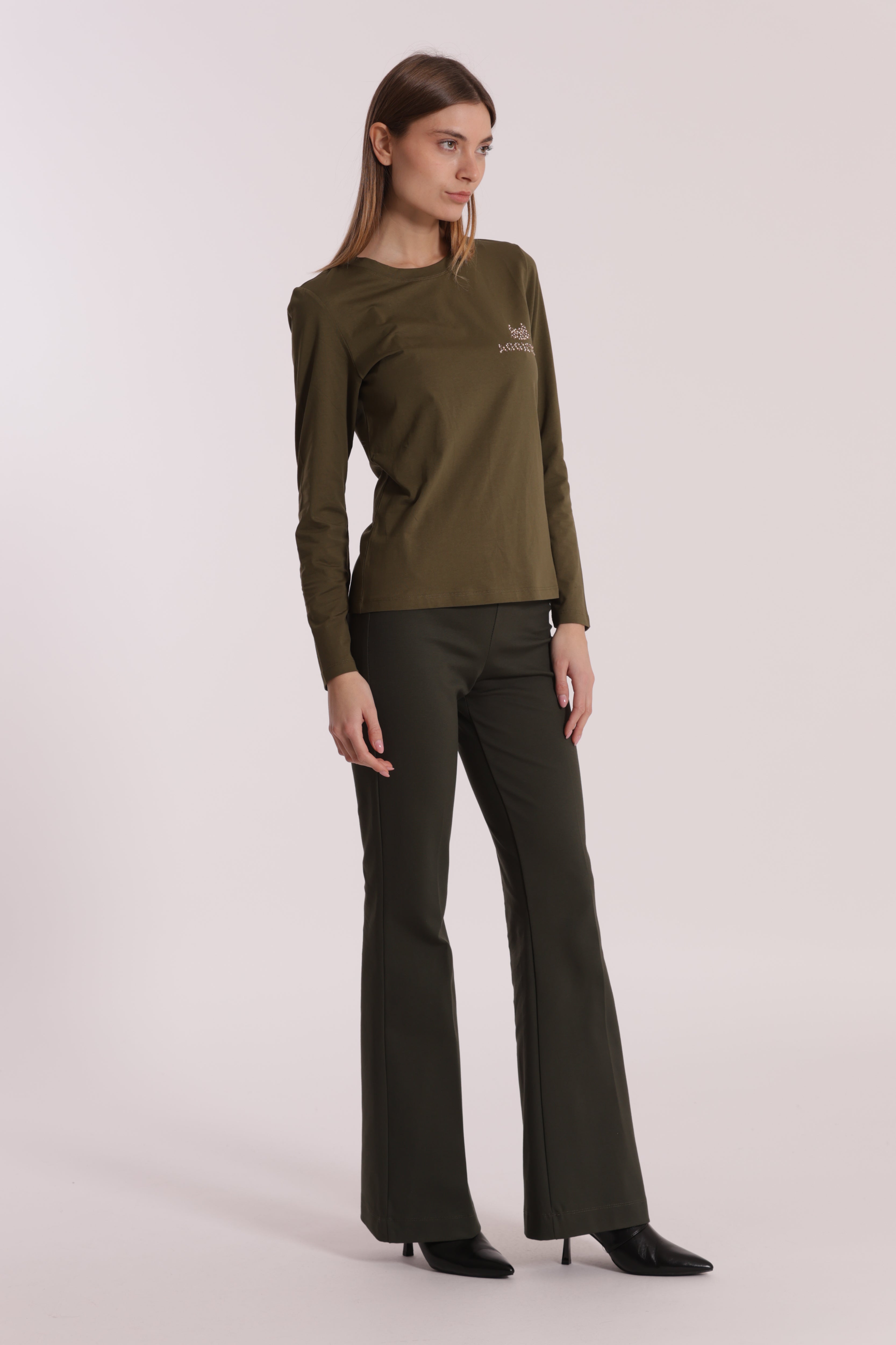 Mimi Mua Pantalone Flare Punto Milano nero