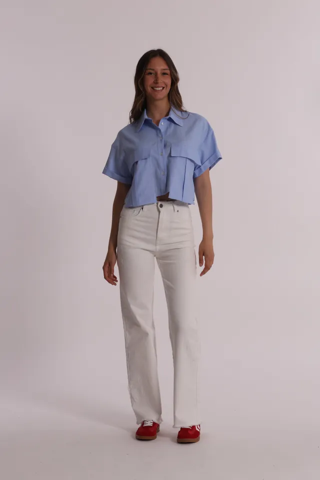 Mimi Mua Jeans con Ricamo Floreale jeans donna bianco