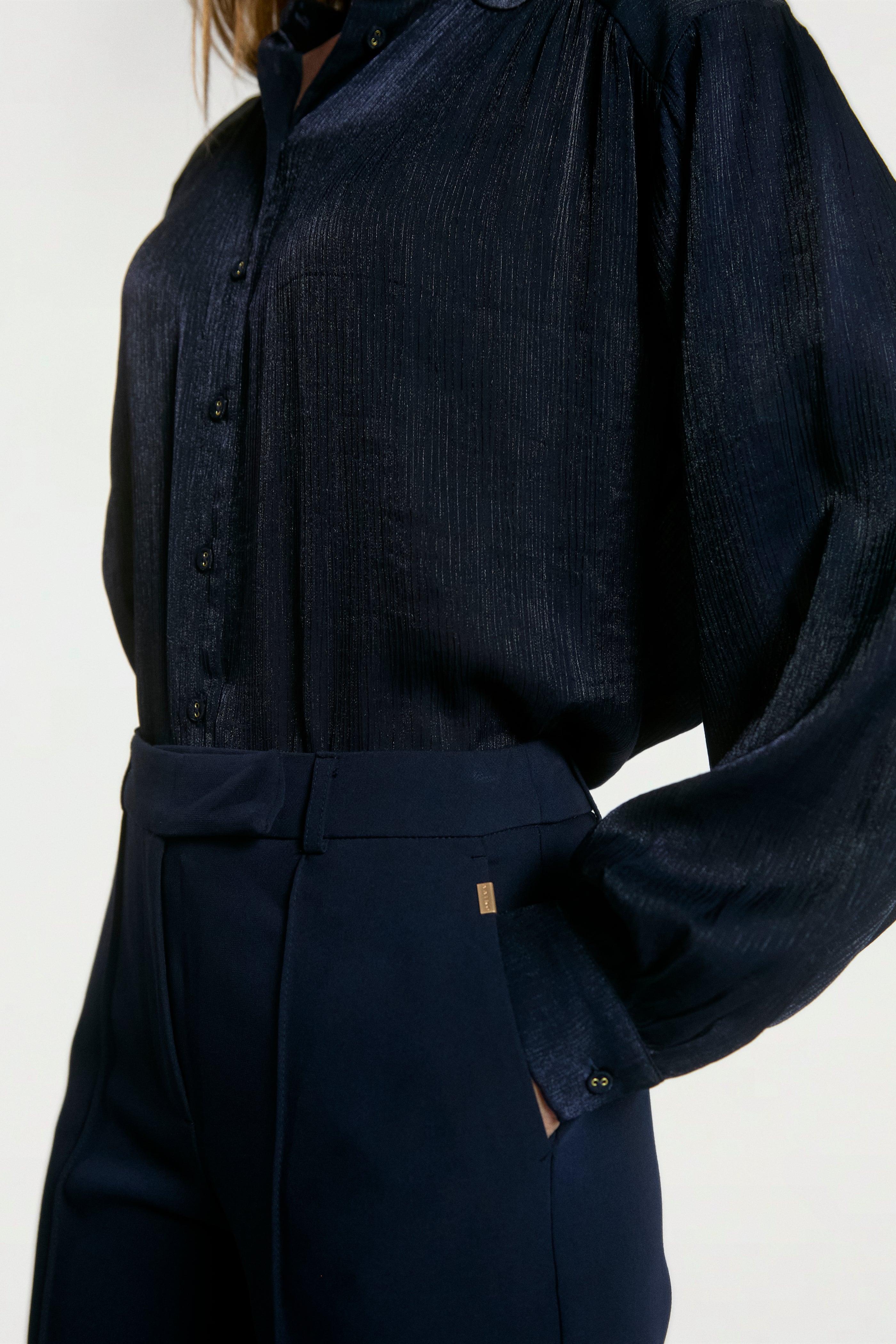 Aaiko Liv camicia blu night blue metallizzata
