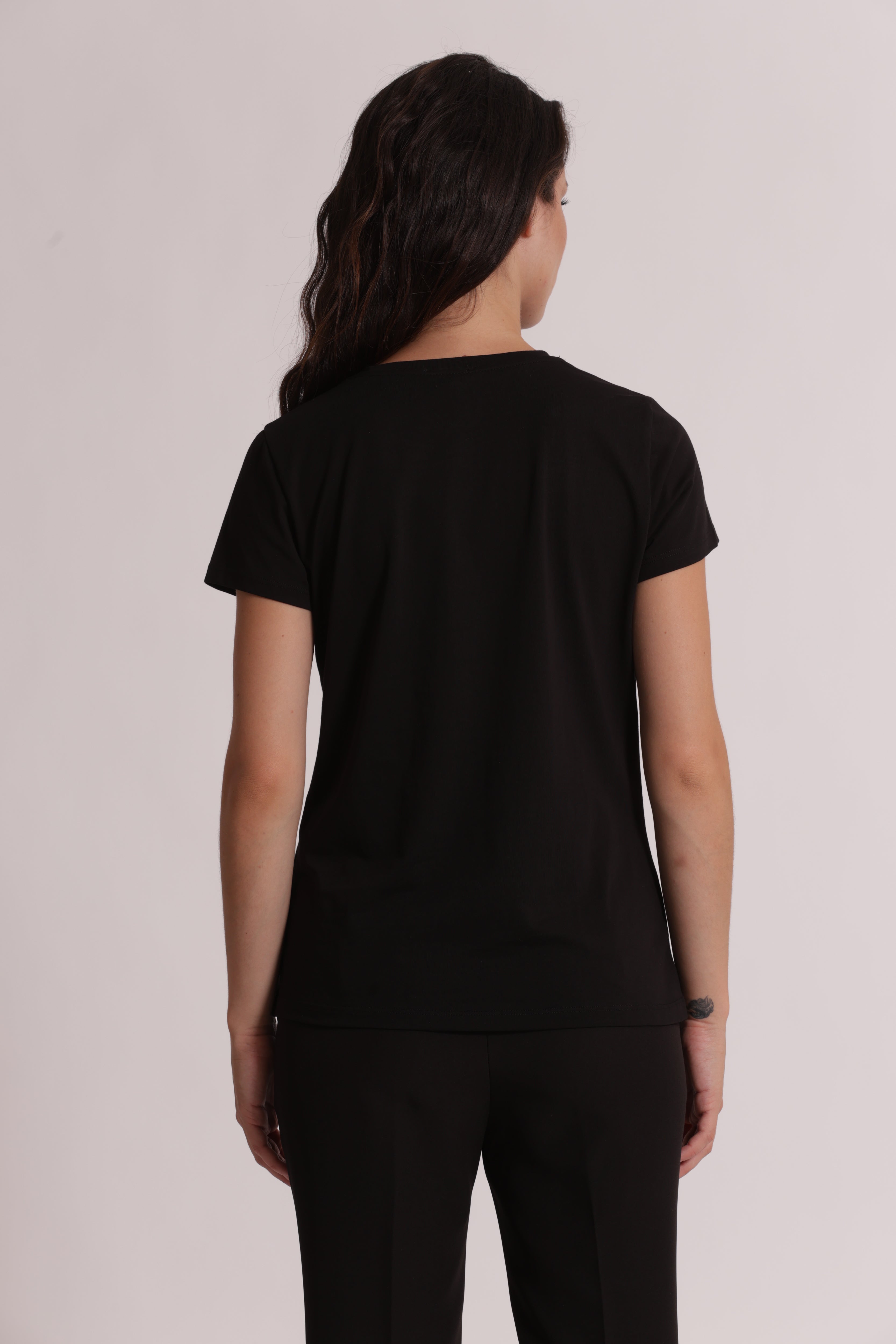 Mimi Mua T-Shirt Arriccio Laterale Strass Cotone