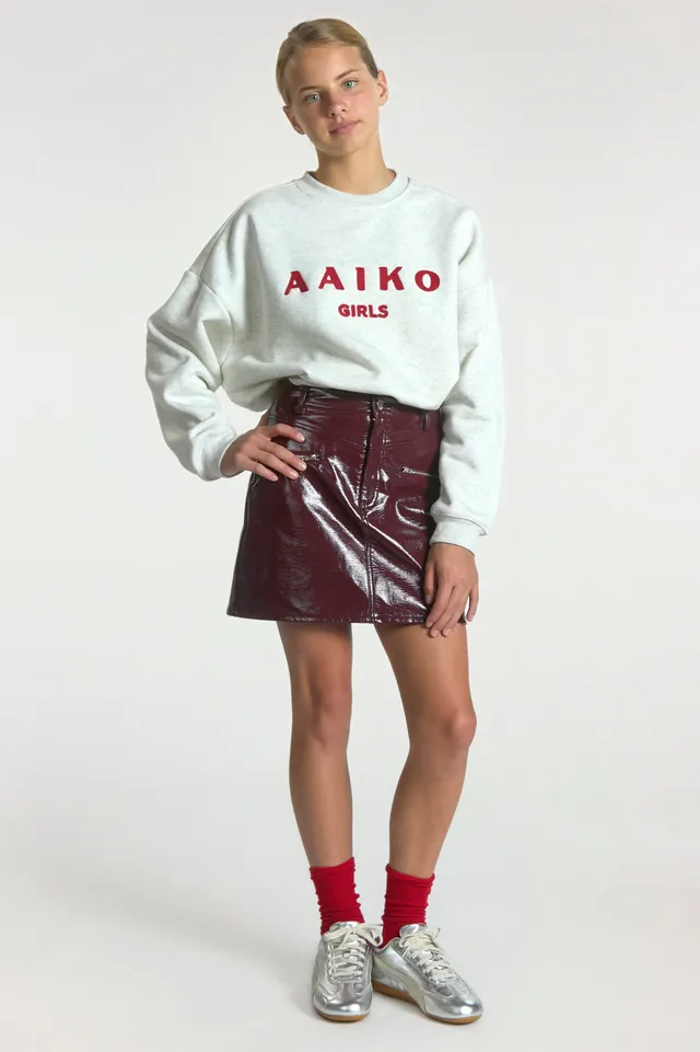 Aaiko Marelle minigonna ecopelle bordeaux zip