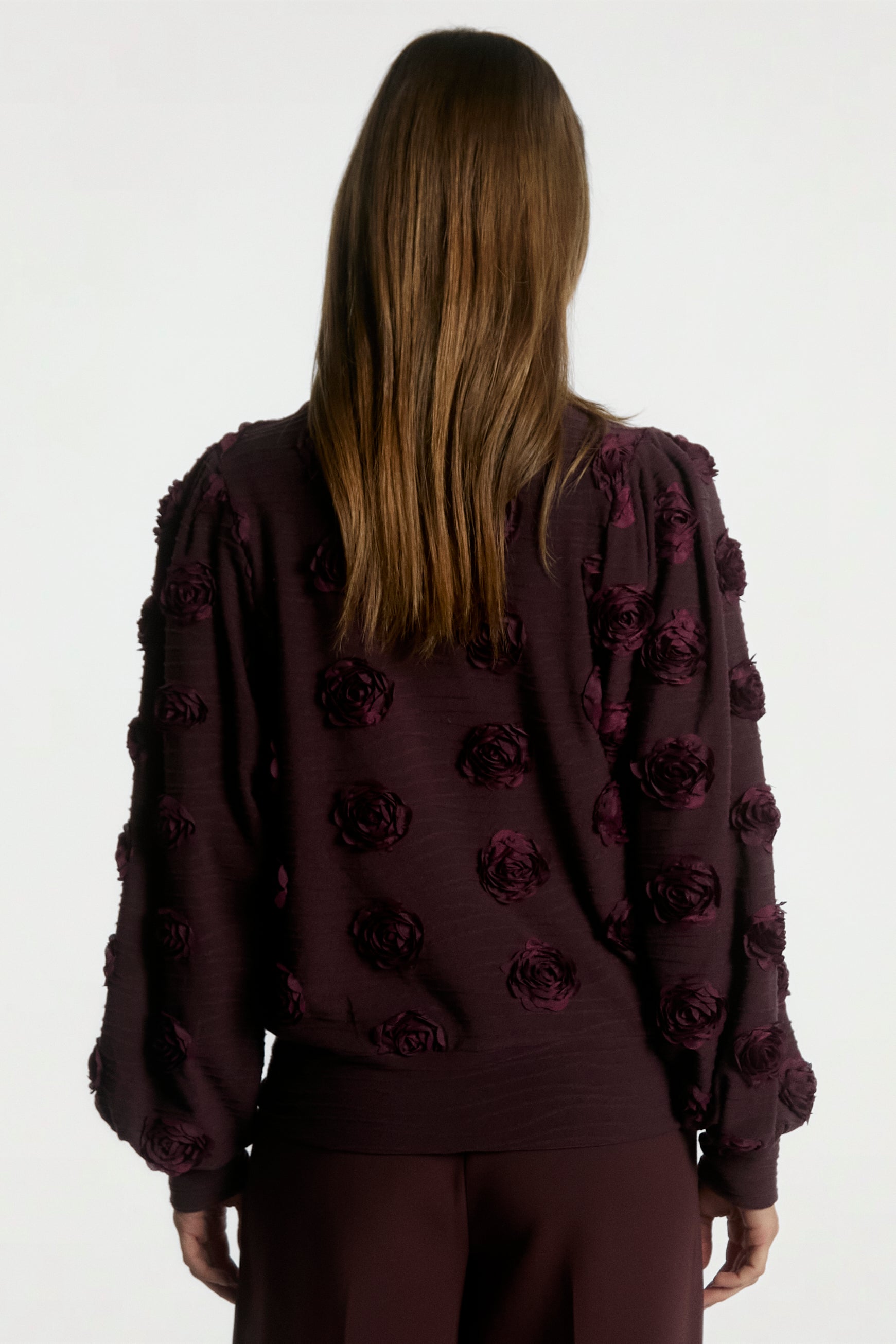 Aaiko Isha top bordeaux fiori 3D
