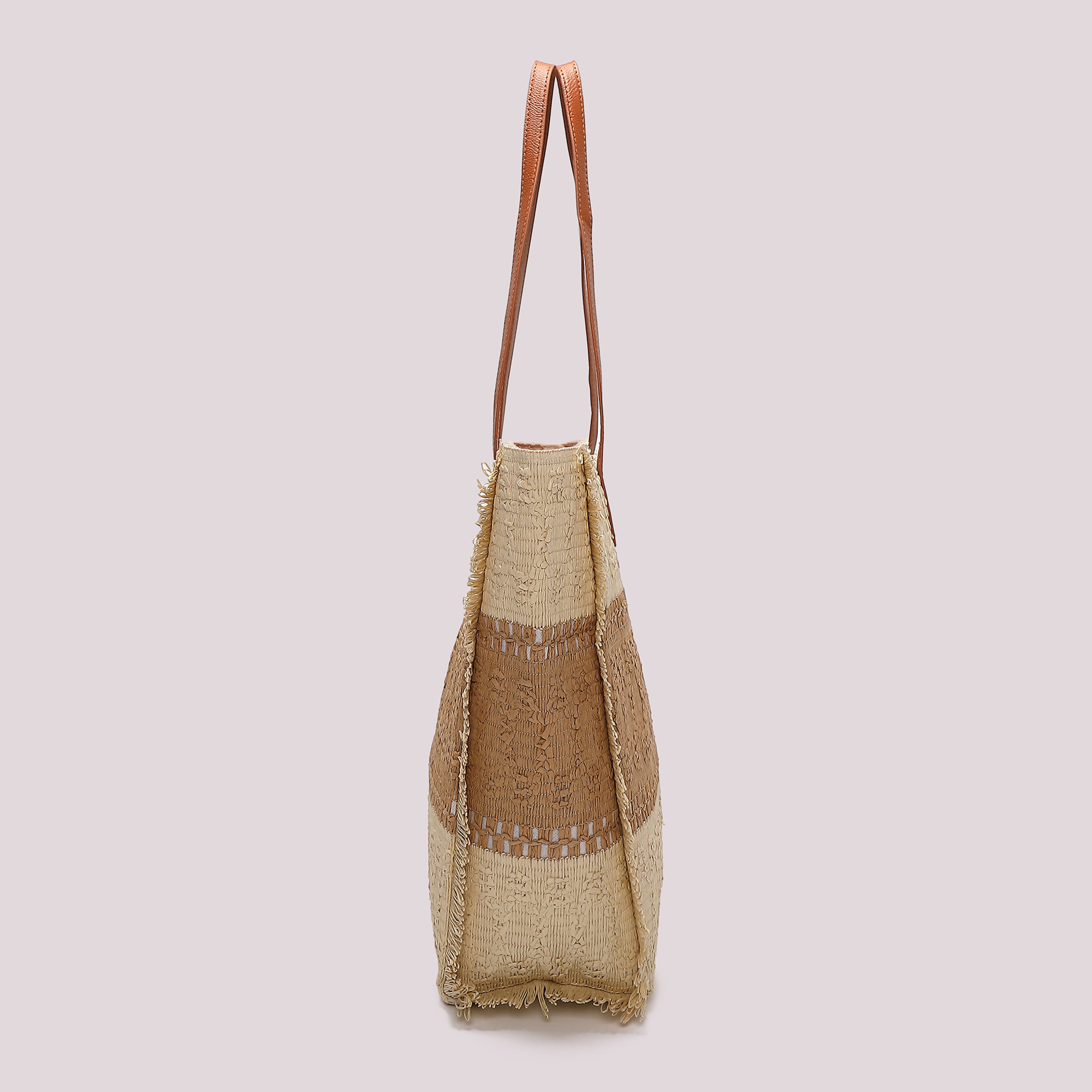 Mimi Mua Shopper borsa caffè striscia colorata