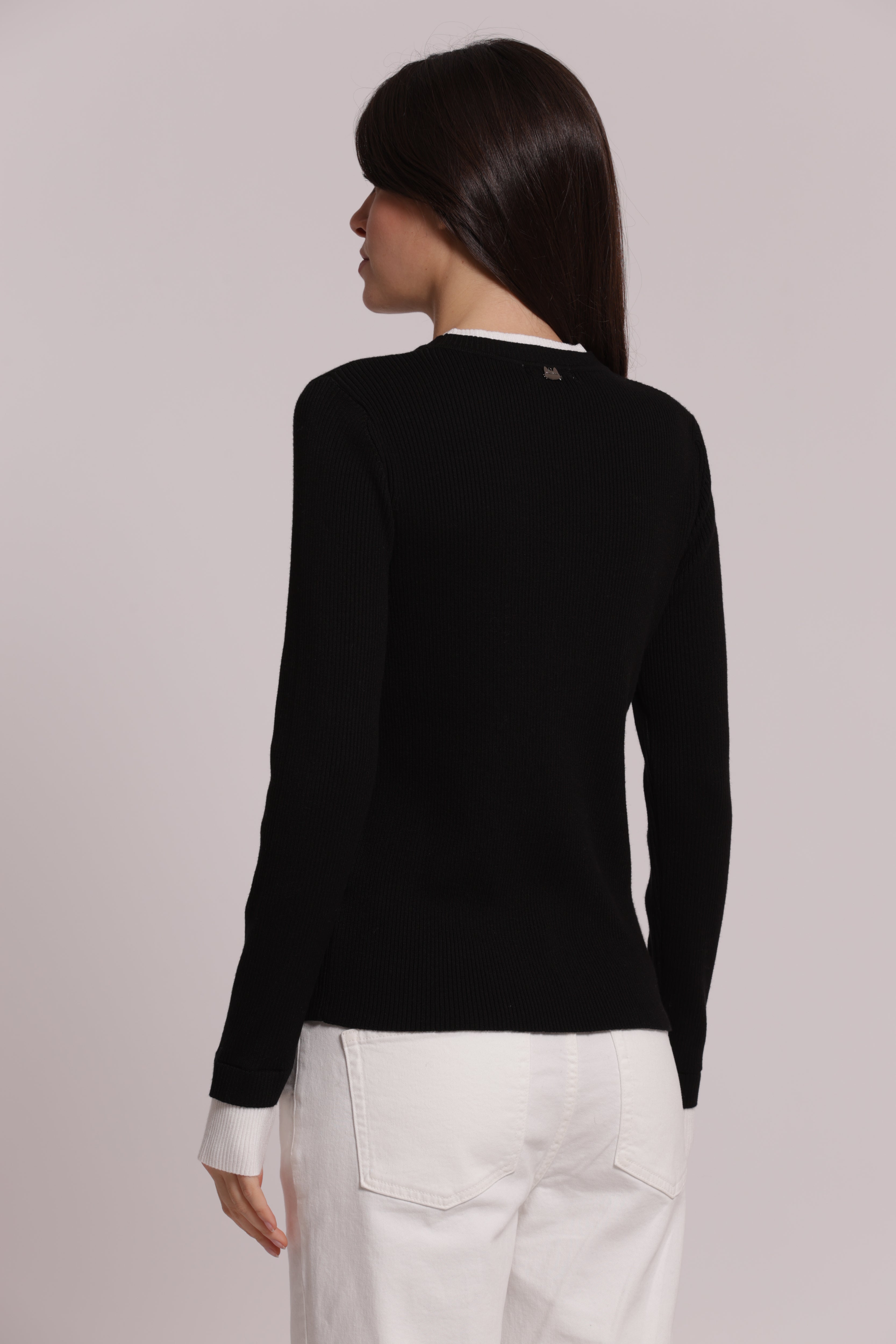 Mimi Mua Bicolor Scollo Tondo Maglia in Viscosa