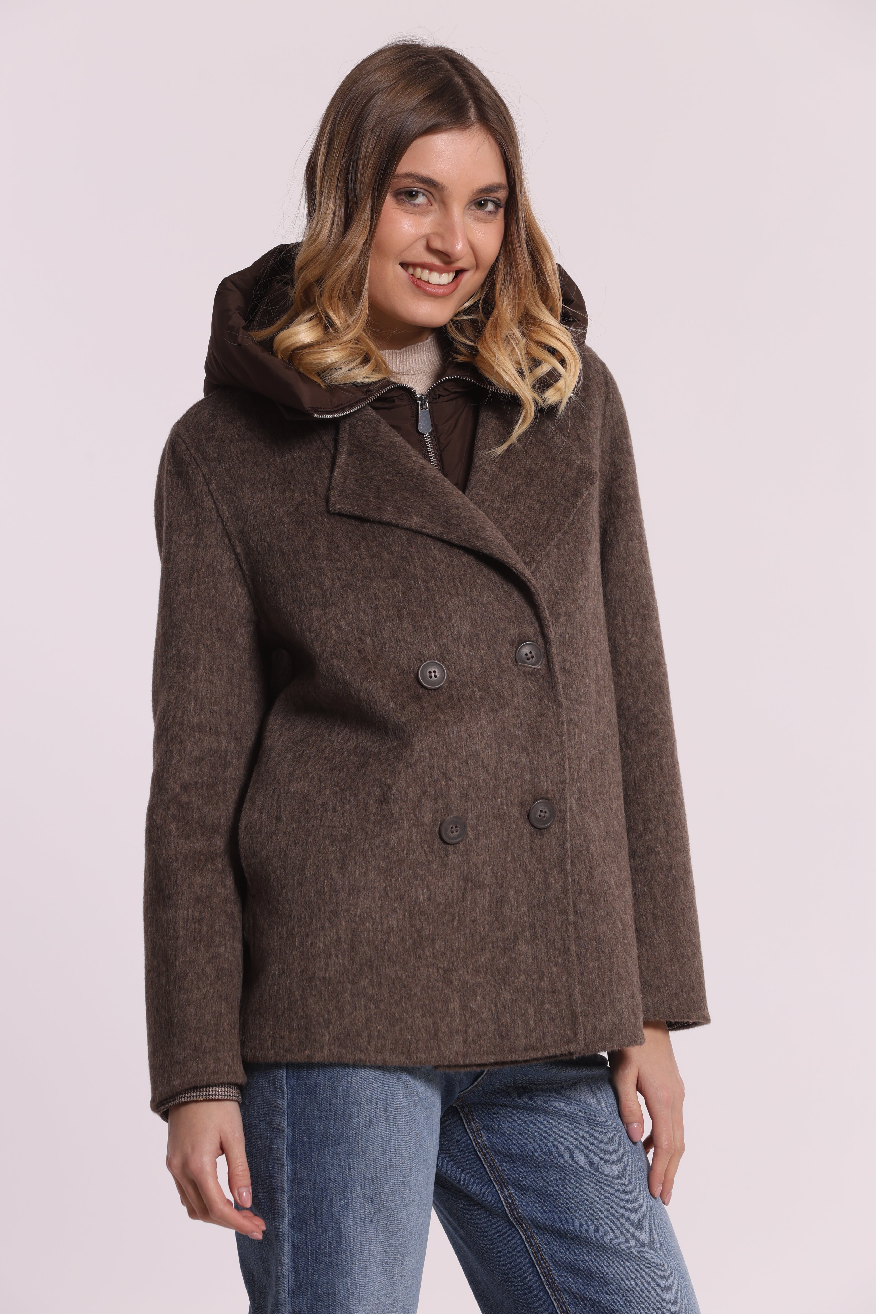 Mimi Mua Cappotto Corto Piumino Removibile Nero