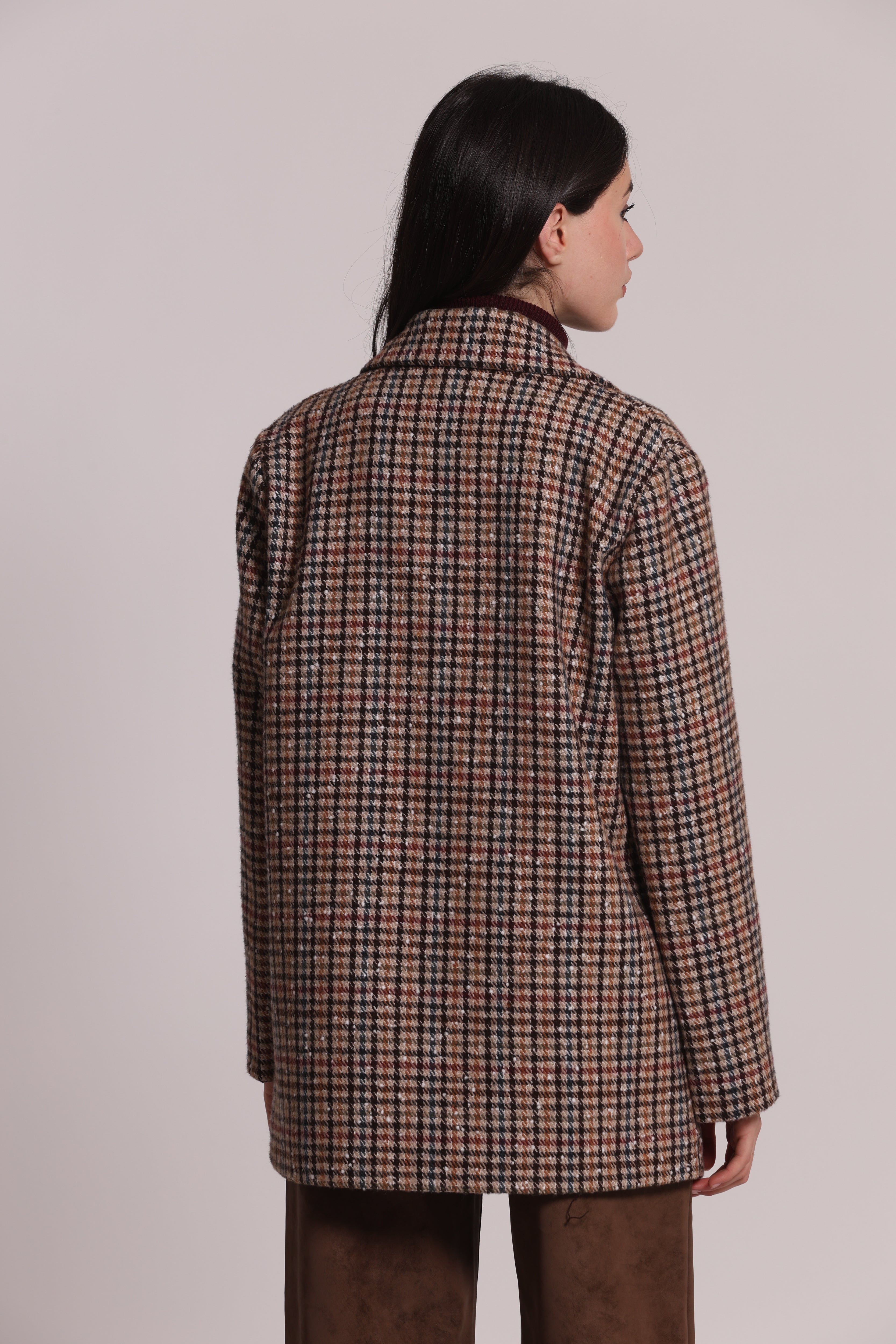 Mimi Mua Giaccone a Quadri cappotto cammello